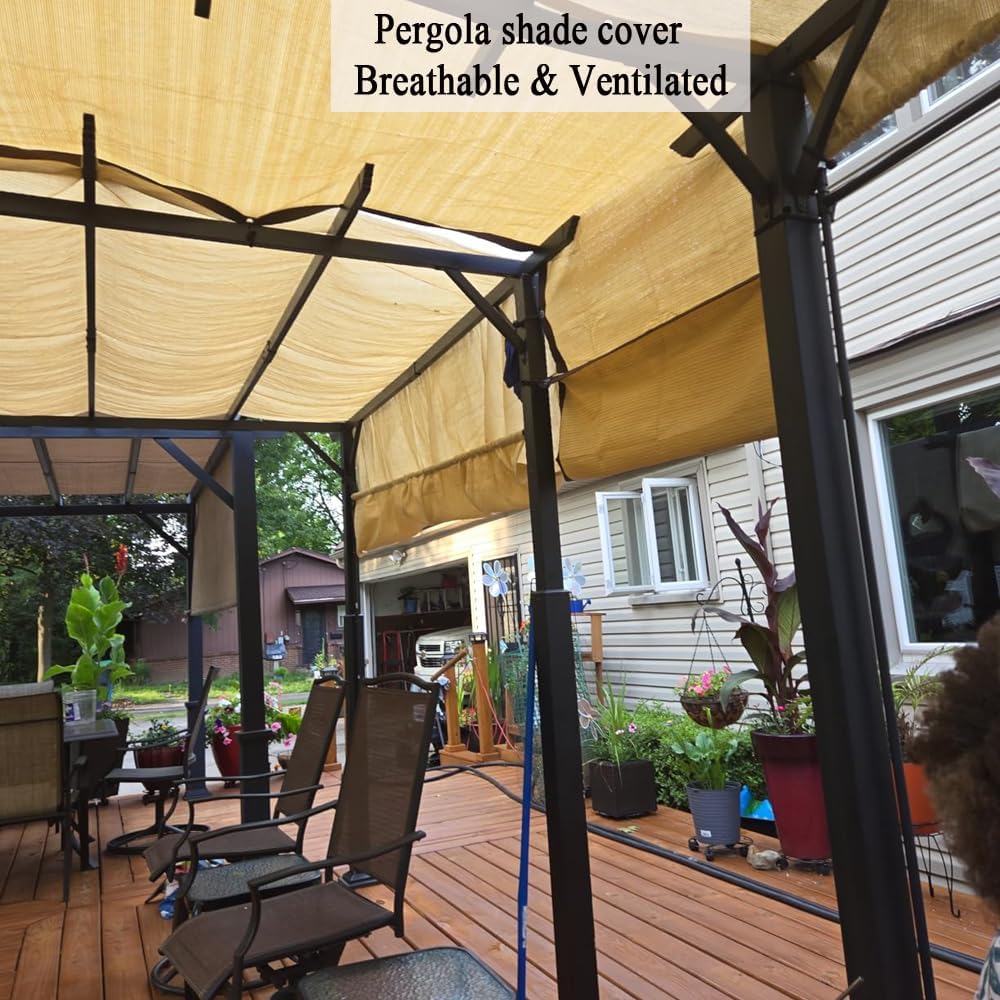 6x10 FT Sun Shade Cloth with Grommets, 90% UV Block Shade Screen | Breathable Sunshade Fabric for Pergola, Patio