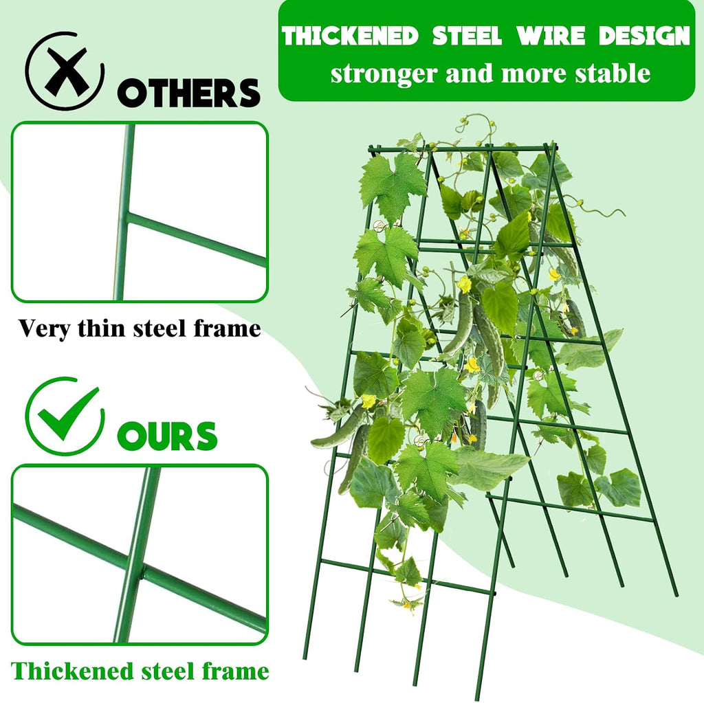 No Assembly Required Cucumber Trellis,2 Pack Trellis for Cucumbers,Outdoor Raised Bed Climbing Plant Support,A-Frame