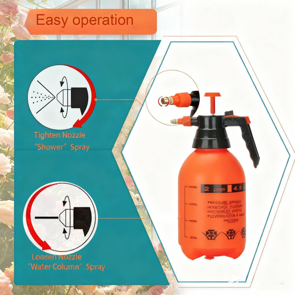 3 Pcs 1/2 Gallon Pump Sprayer Plastic, Handheld Pressure Sprayer, Garden Pump Sprayer Bottle with Adjustable Nozzle for