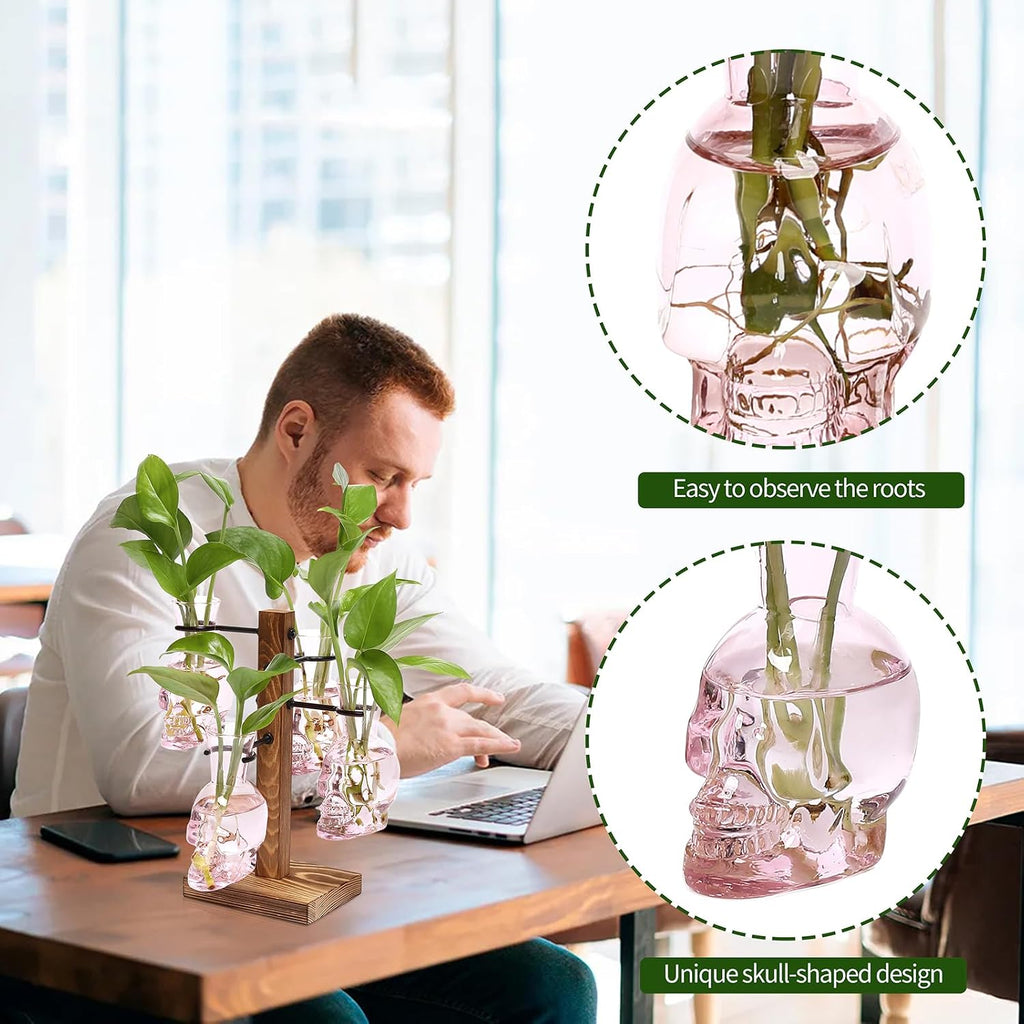 Plants Propagation Stations Skull Glass Propagation Birthday Gift for Women | Garden Plant Lovers - 4 Skull