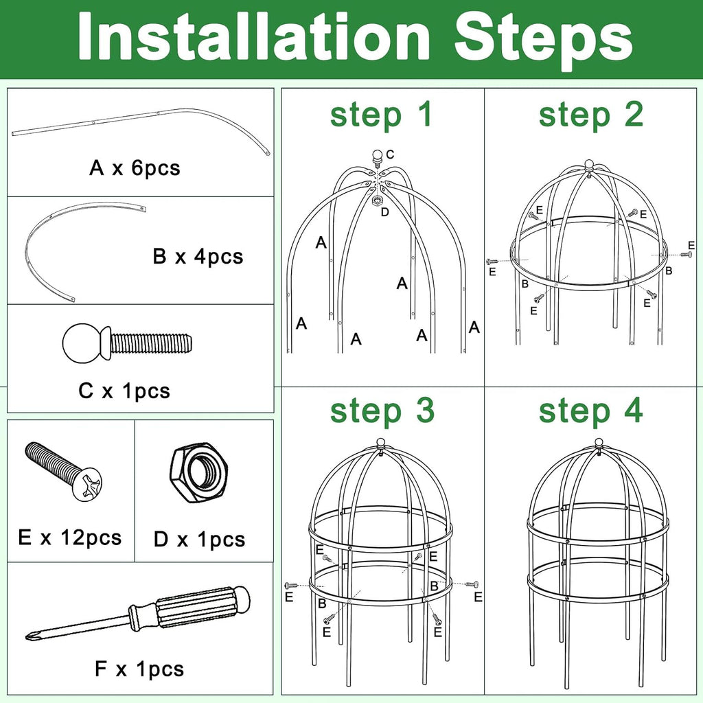 1 Pcs Jardin Bird Cage Plant Support 24" H Large Sturdy Grow-Through Flower Support Peony Cage Climbing Plant Support