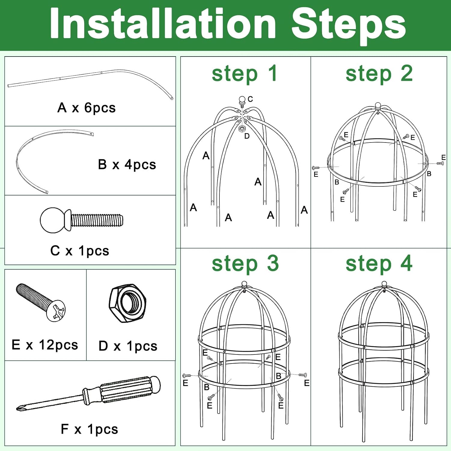1 Pcs Jardin Bird Cage Plant Support 24" H Large Sturdy Grow-Through Flower Support Peony Cage Climbing Plant Support
