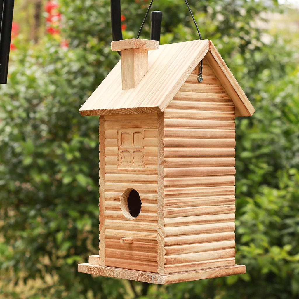 Bird House Outdoor Bird Houses for Outside Clearance,2 Hole Wooden BlueBirdHouse Finch Cardinals Hanging Birdhouse 2
