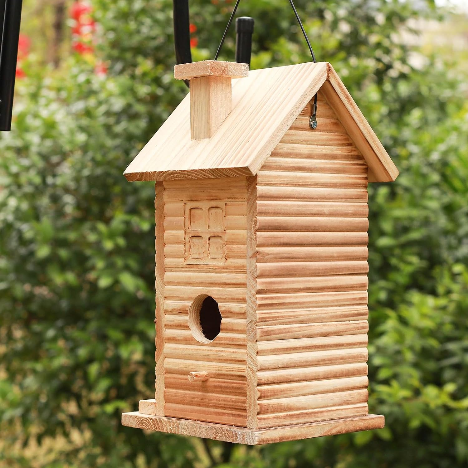 Bird House Outdoor Bird Houses for Outside Clearance,2 Hole Wooden BlueBirdHouse Finch Cardinals Hanging Birdhouse 2