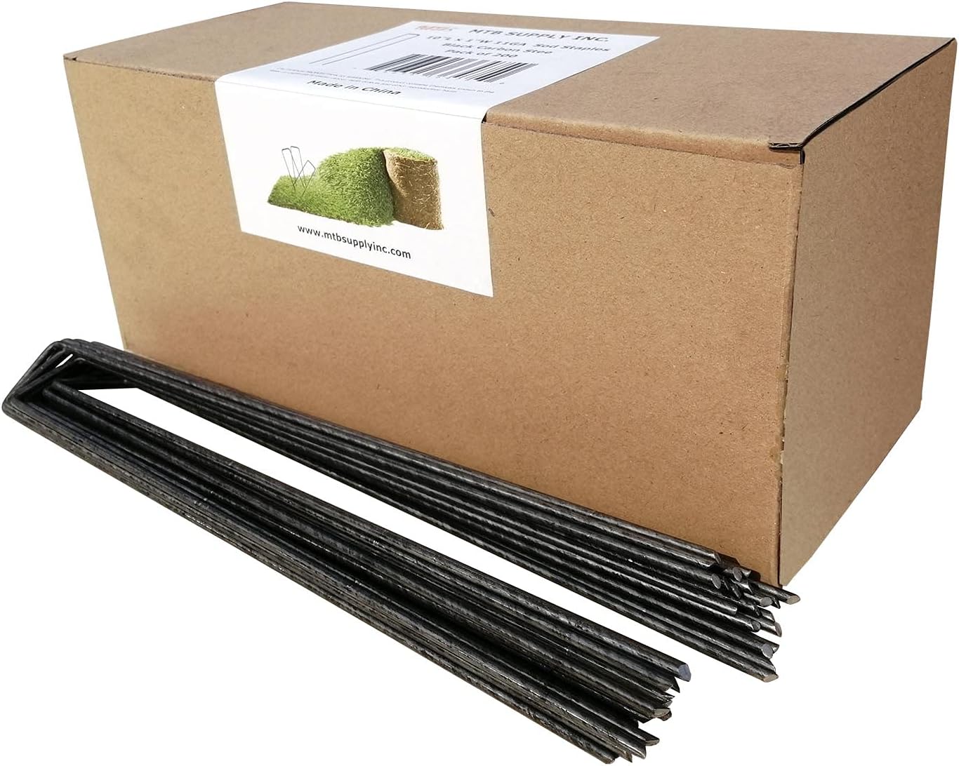 200 Pack 10x1 inch 11GA(0.12inch) Landscape Staples Garden Stakes Fence Netting Pins Ground Spikes Sod Cover Fabric