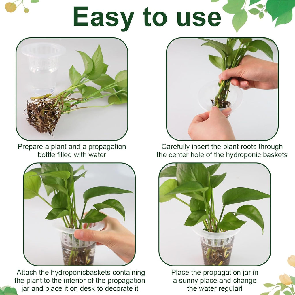 50 Pack Plastic Nursery Pots for Plants Terrarium Plant Propagation Station Tabletop Planting Vase with Hydroponic