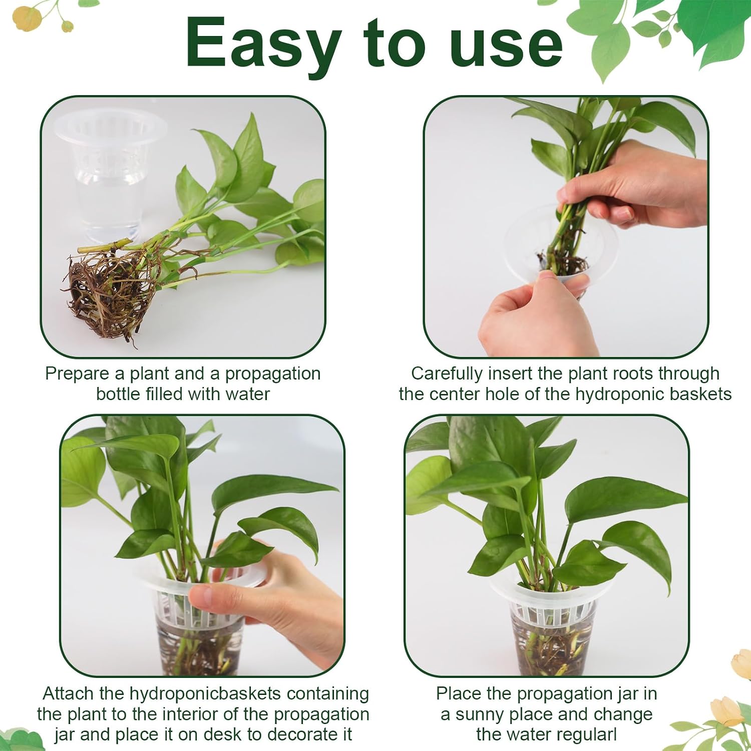 50 Pack Plastic Nursery Pots for Plants Terrarium Plant Propagation Station Tabletop Planting Vase with Hydroponic