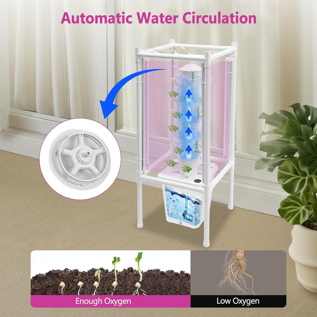 Hydroponic Growing System, Planter Germination Tower with Pump, 30 Pods Indoor Gardening Vertical Garden Planter Indoor