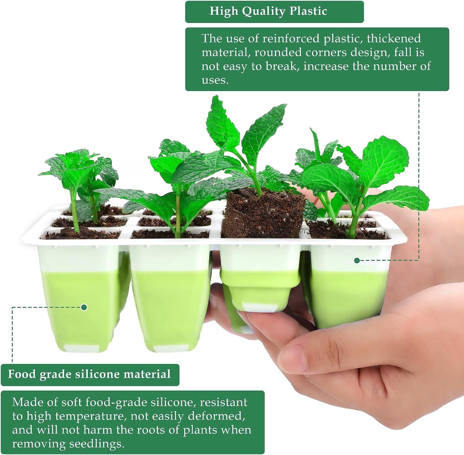 10pcs Reusable Seed Starter Tray, 120 Cells Seed Starter Kit, Silicone Seedling Starter Trays for Starting Plant Seeds