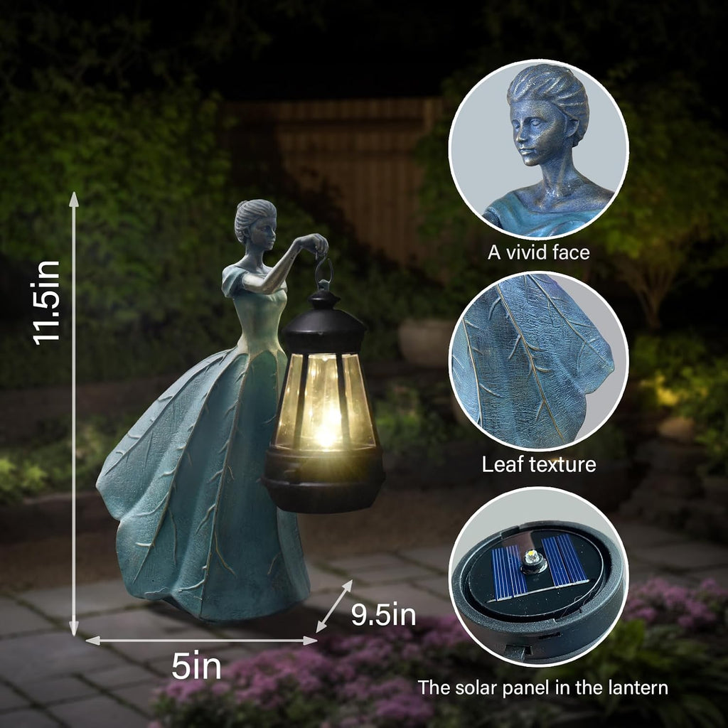Sheaifun Fairy Garden Statue Solar Garden Decor Resin Fairy Statue with Lights Angel Fairy Decor Outdoor Yard Statues
