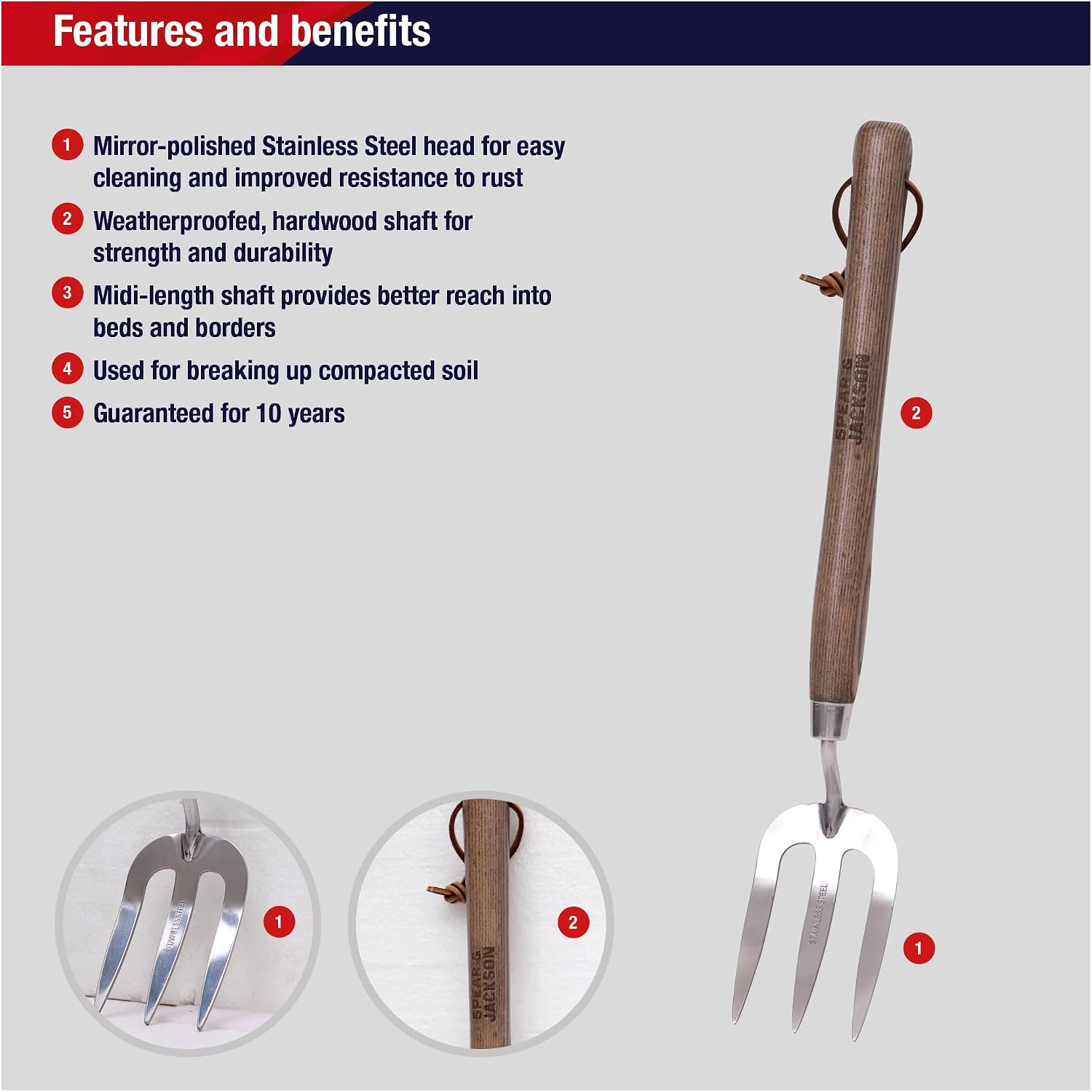 Spear & Jackson Stainless Steel Hand Weed Fork, Durable Gardening Tool for Efficient Weeding and Soil Aeration