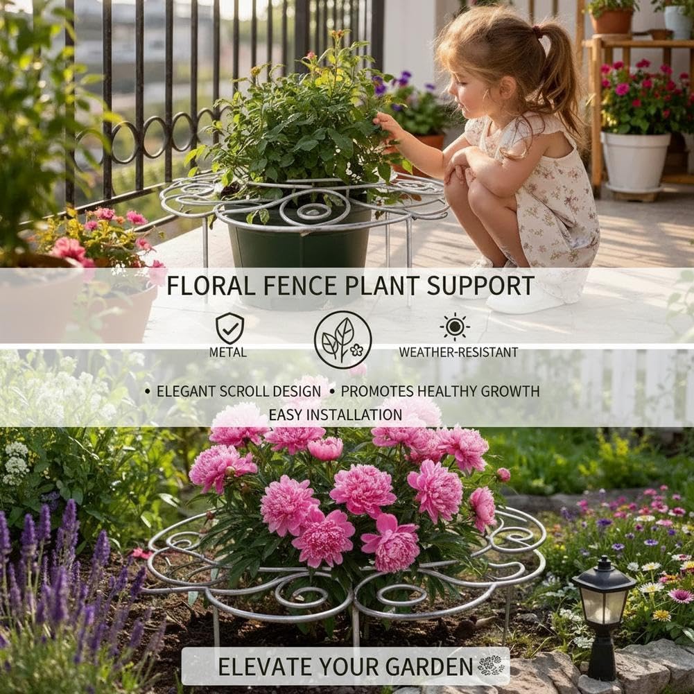 Metal Plant Support Ring, Garden Plants Support Stakes for Flowers Vegetables, Iron Plant Cage, Peony Cage Stand