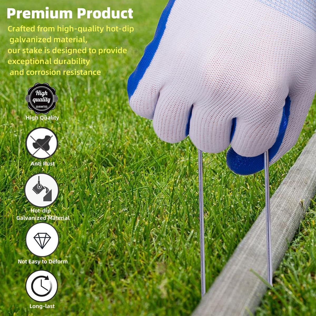 6 Inch 150 Pcs Hot-dip Galvanized U-Shaped Garden Stakes, Landscape Staples, Ground Stakes, for Decoration Weed Barrier
