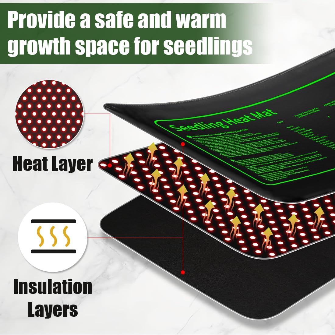 RooTrimmer Seed Starter Kit - 10 Pack 1020 Seed Trays with 2 Seedling Heat Mats for Plants (10"x20.5"), Complete Seed
