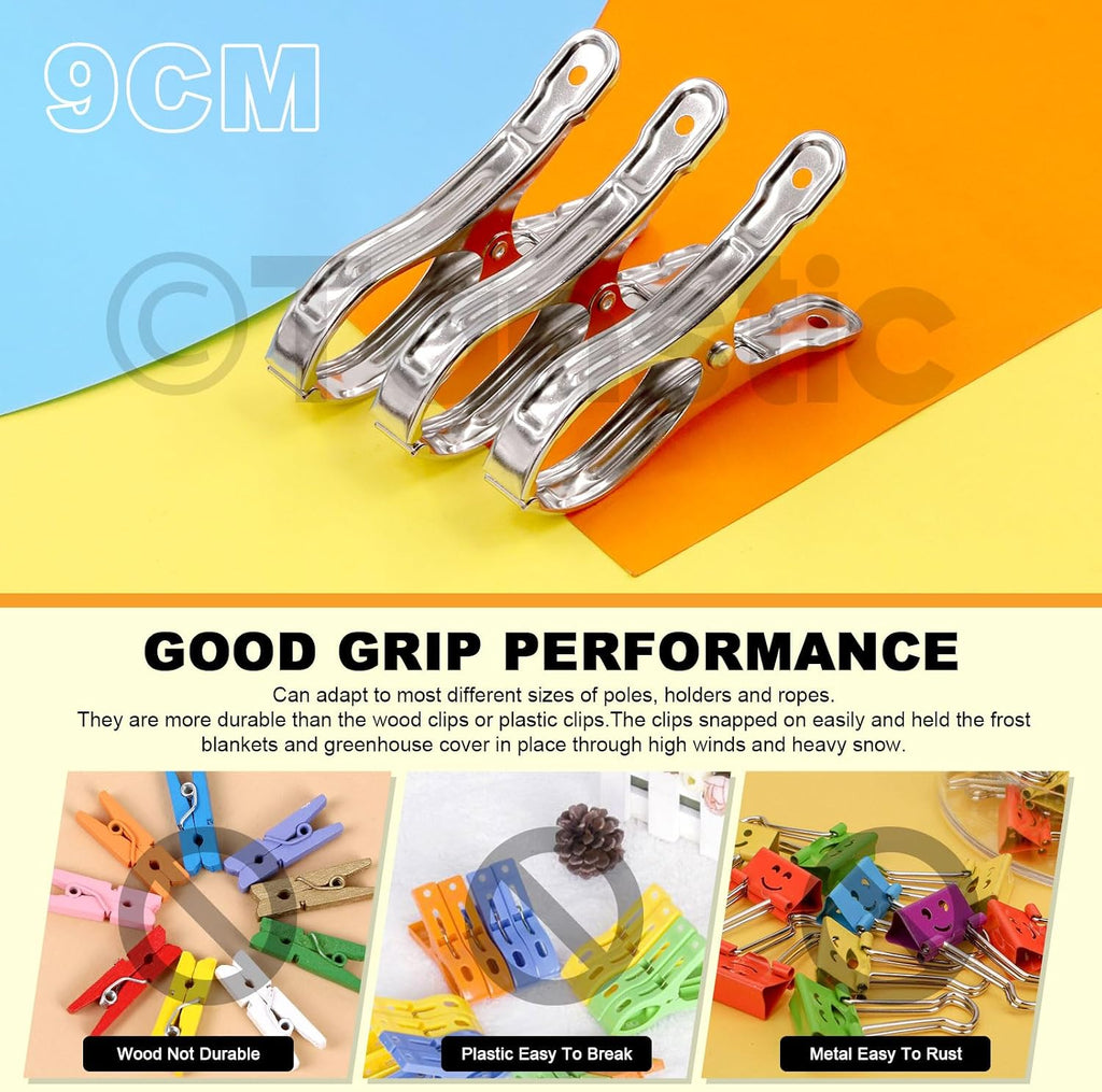 Tanstic 40Pcs 3.5 Inch Stainless Steel Greenhouse Clamps Garden Clips Greenhouse Clips Heavy Duty Garden Clips with