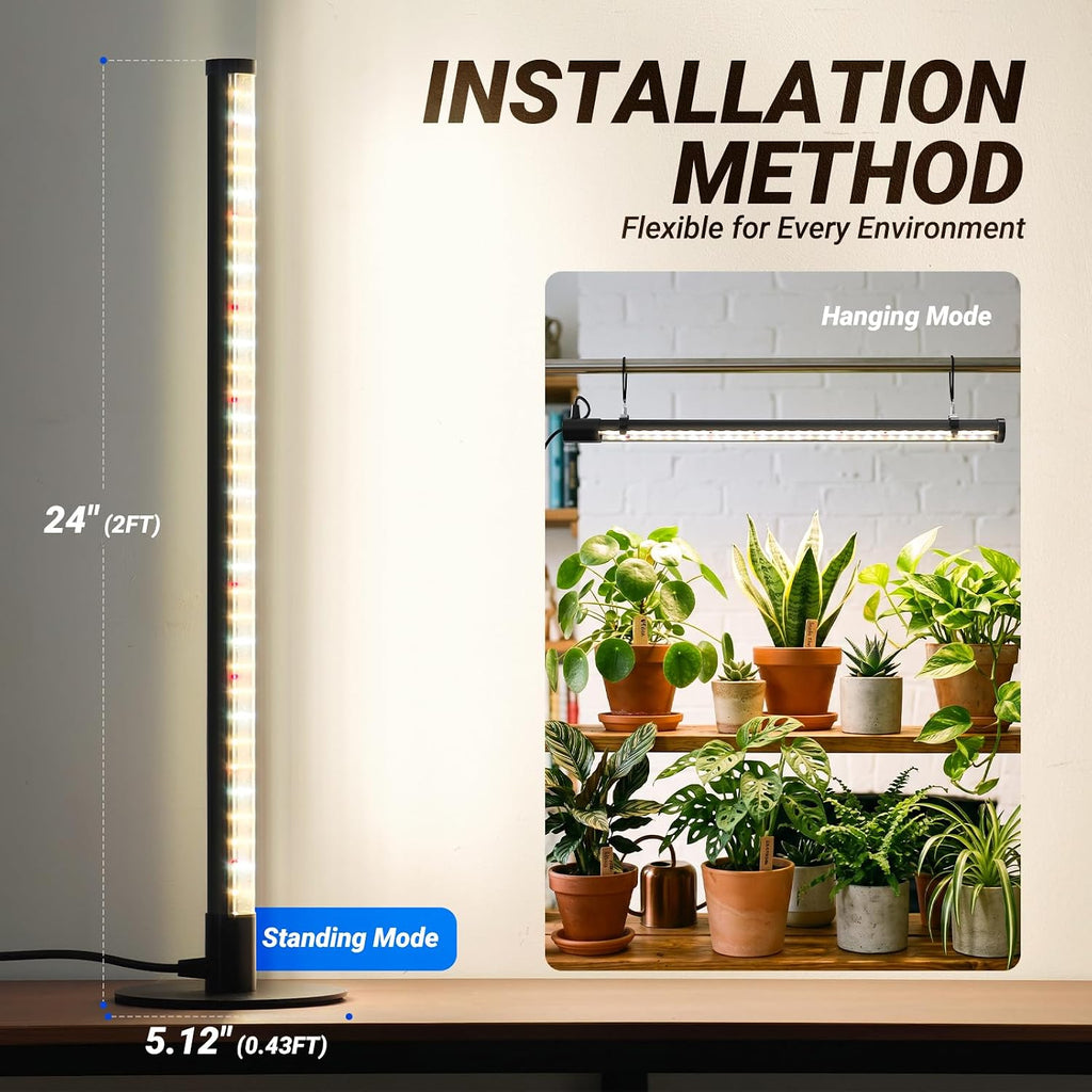 Barrina T10 Standing Grow Light for Indoor Plants, 20W 2FT, Full Spectrum | Desk LED Plant Light, Hanging and Standing