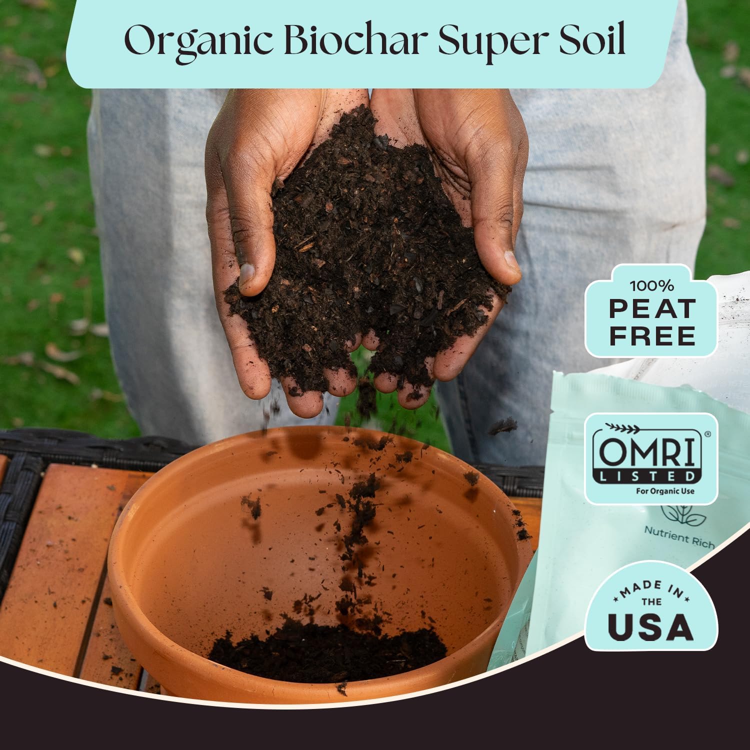 Rosy Soil Herb Mix, Organic Indoor and Outdoor Herb Potting Soil, 4 Quarts | Biochar, Worm Castings, Mycorrhizae Blend