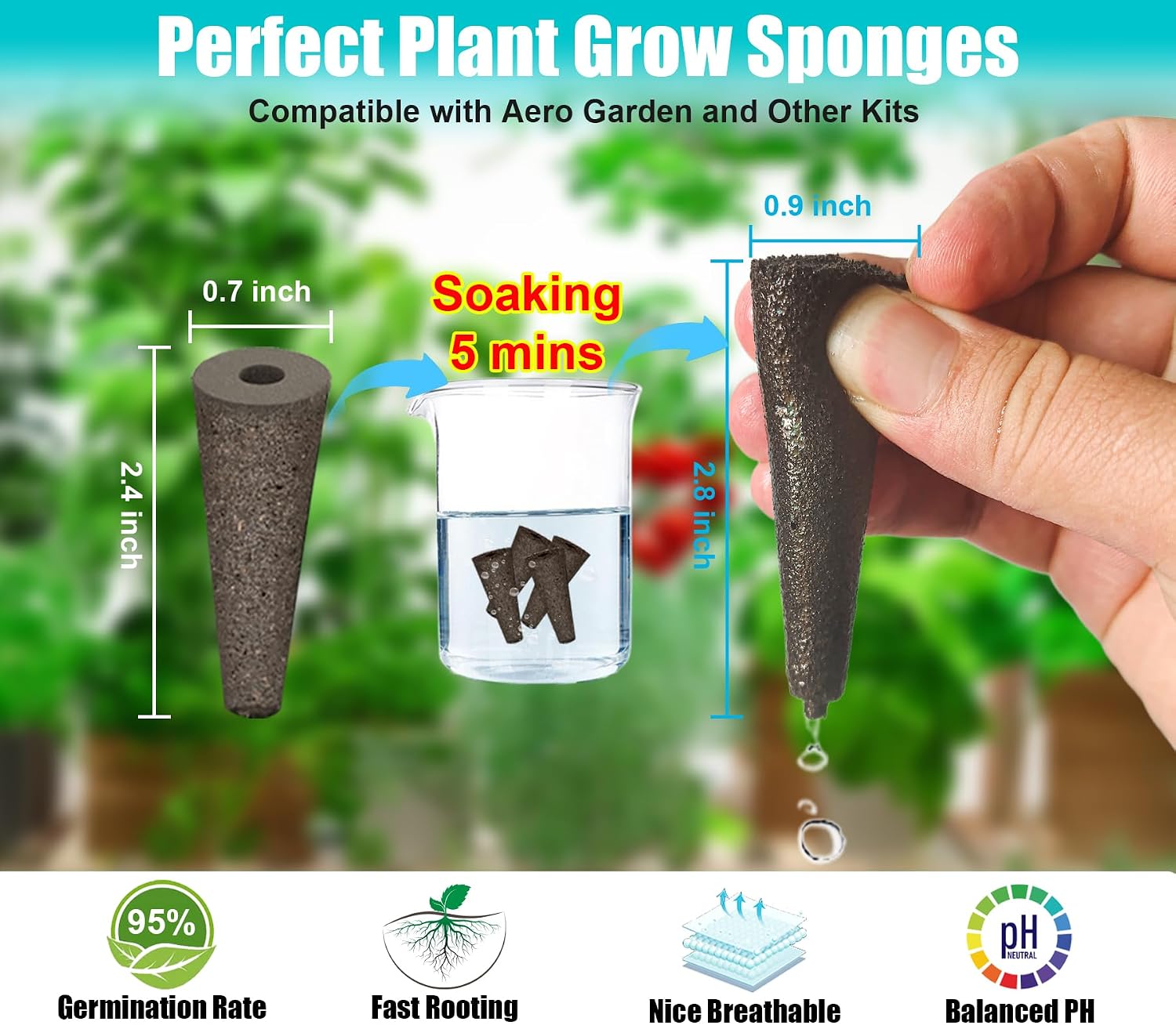 Replacement for Aerogarden Pods Hydroponic Accessories 103 Pcs | Seed Pods Kit with 25 Grow Sponges, 25 Grow Baskets