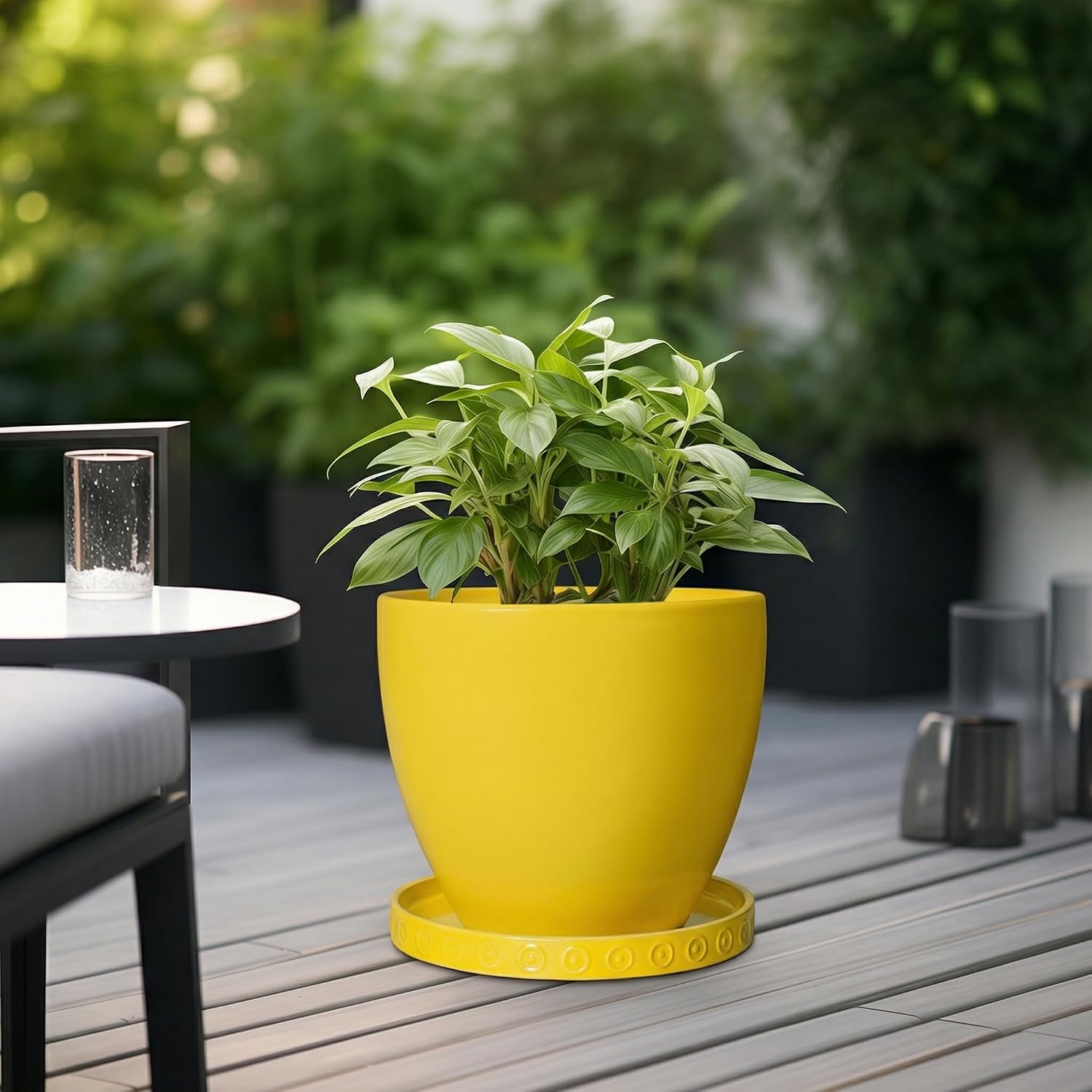 Eightpot Plant Drip Trays, 11.4 Inch Plant Saucers for Indoors, Ceramic Plant Saucers for Outdoors, Round Plants Plates