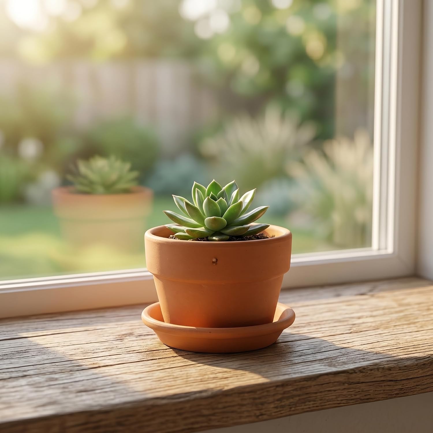 4 Pack Terracotta Pots with Saucer, 6 Inch Large Terra Cotta Plant Pot with Drainage Hole, Clay Flower Planter Pot with
