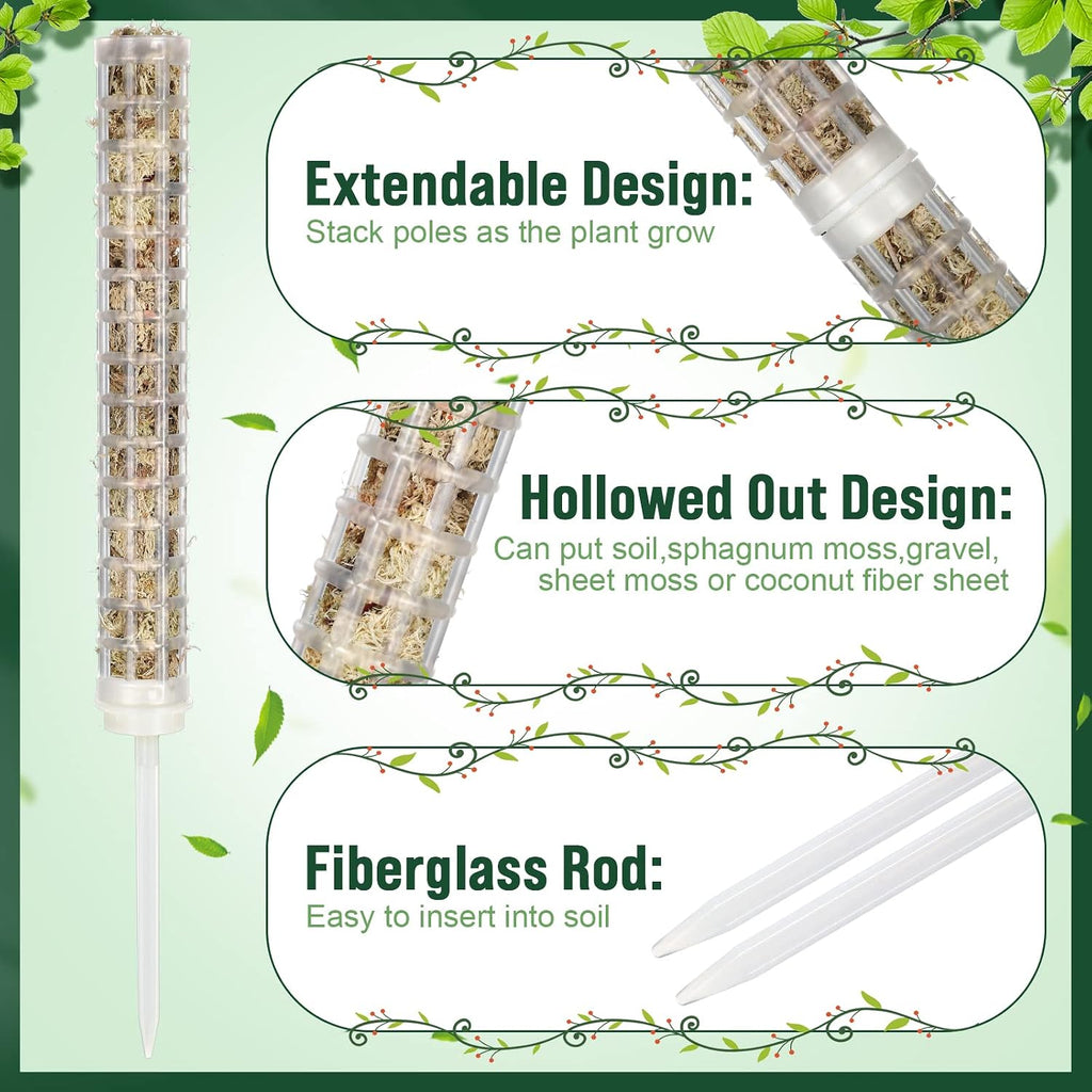 20 Pcs 15 Inch Plastic Moss Pole for Plants Monstera Moss Totem Pole Stick Plastic Monstera Plant Support 10 Pcs Plant