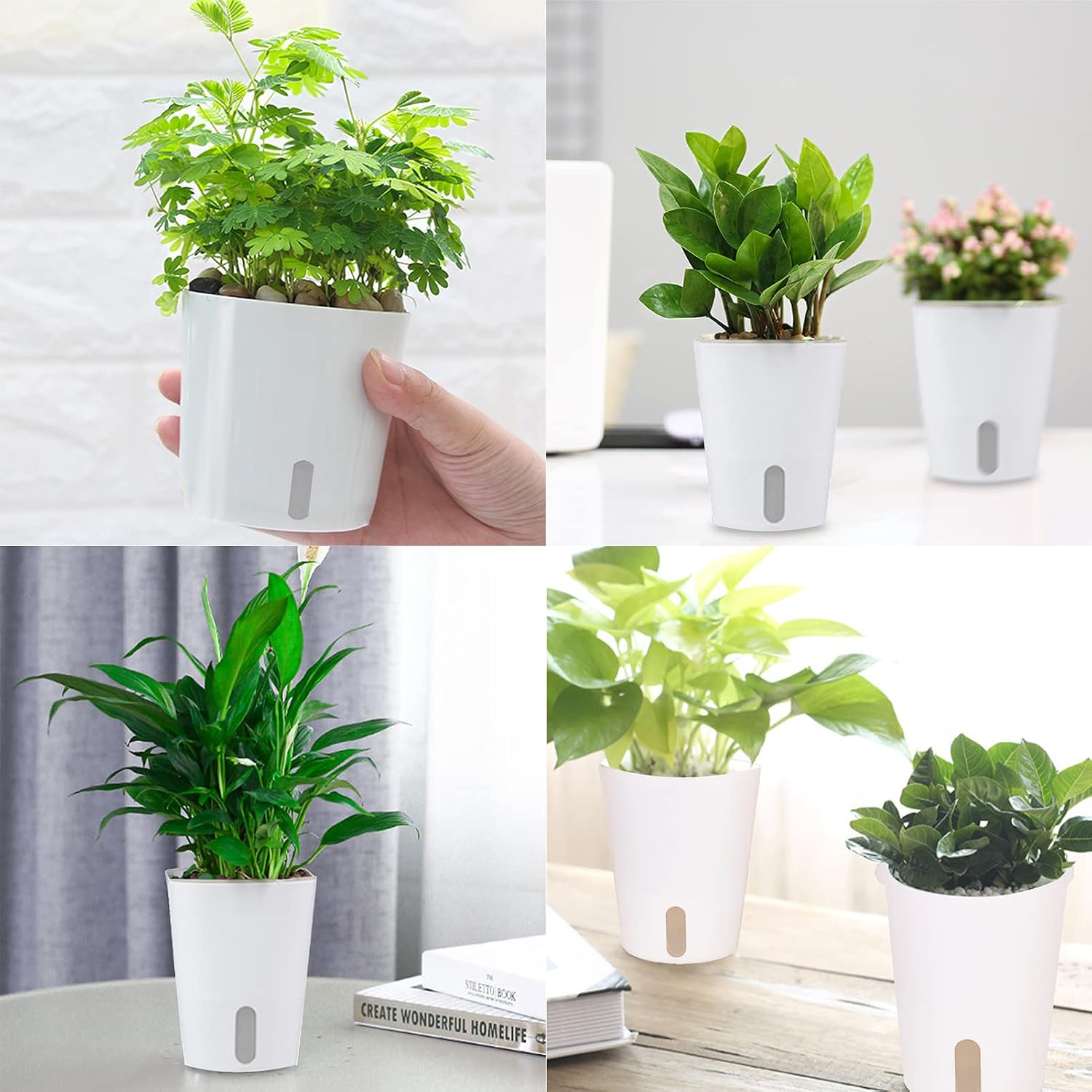 3" Self Watering Pots,20 Sets Self Watering Planter Pots for Indoor Plants with Water Level Indicator and Multiple