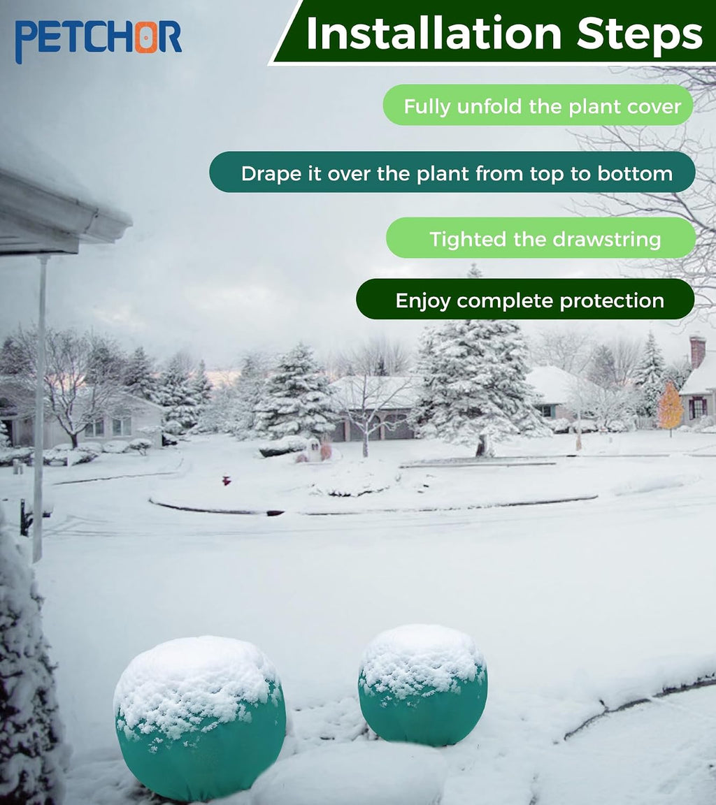 4PCS Winter Plant Covers Freeze Protection for Outdoor Plant 39x39″ | Frost Blankets Cloths with Drawstrings, Shrubs