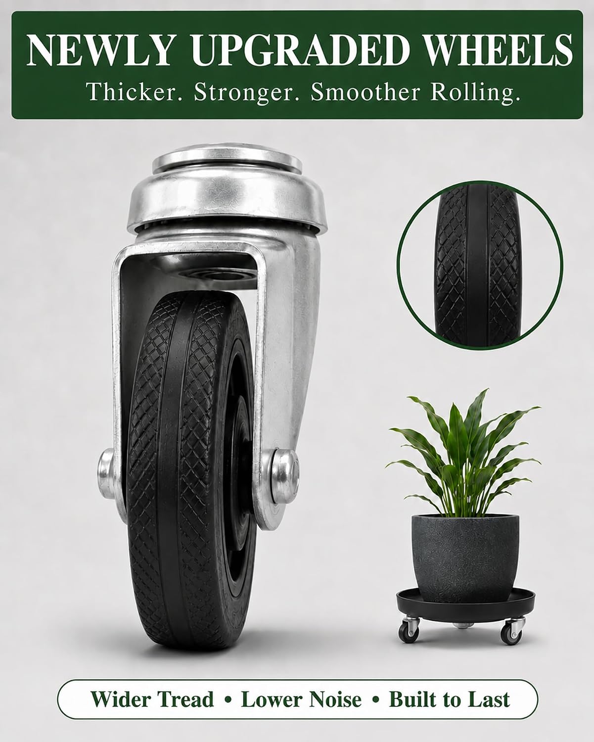 3 Pack Metal Heavy Duty Plant Caddy With Wheels 12 Inch, Round Plant Caddy Suitable For Outdoor and Indoor Mobile