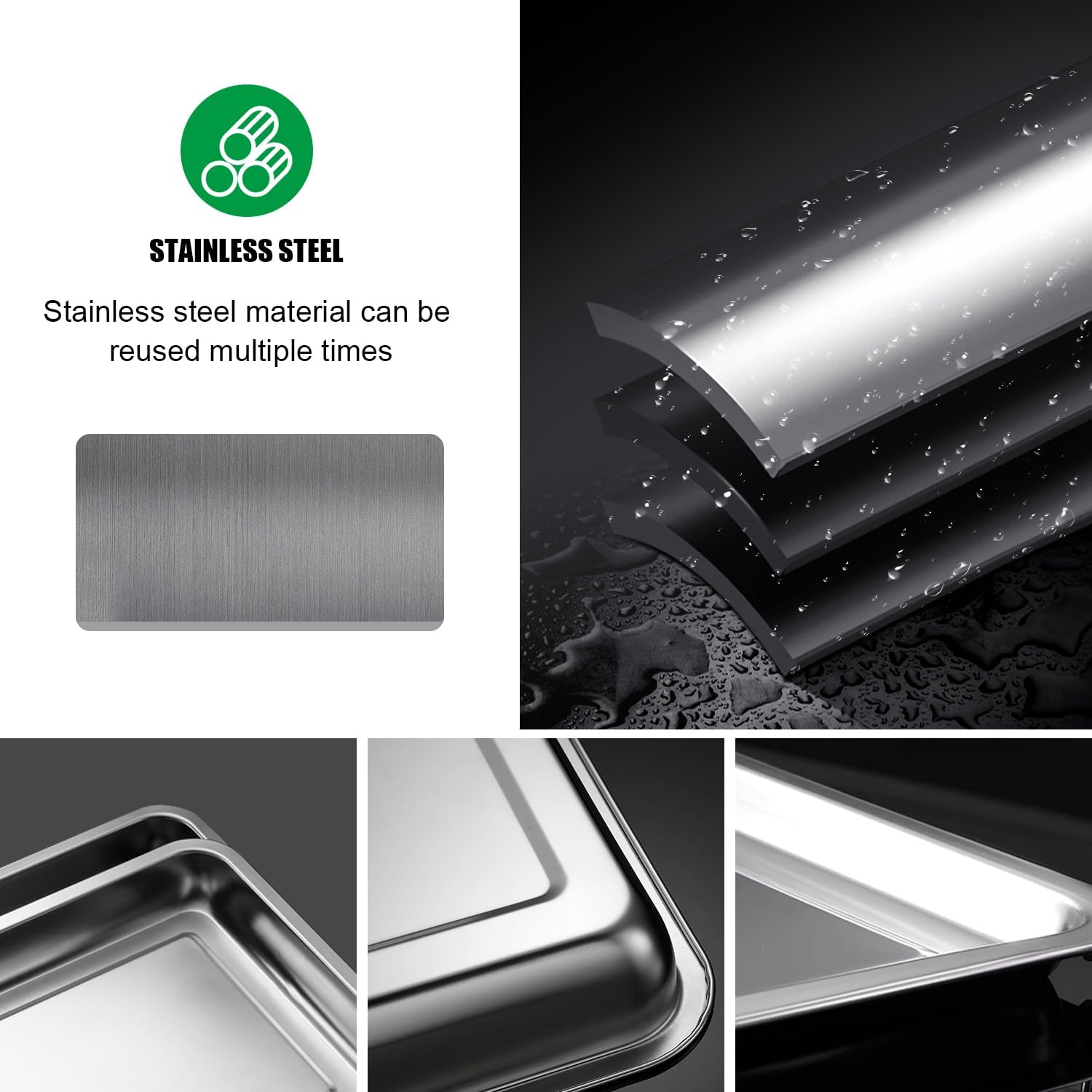 RooTrimmer 10 Pack Stainless Metal Trays, Stainless Steel Seed Starter Carry Tray for Nursery Seedling Pots Water