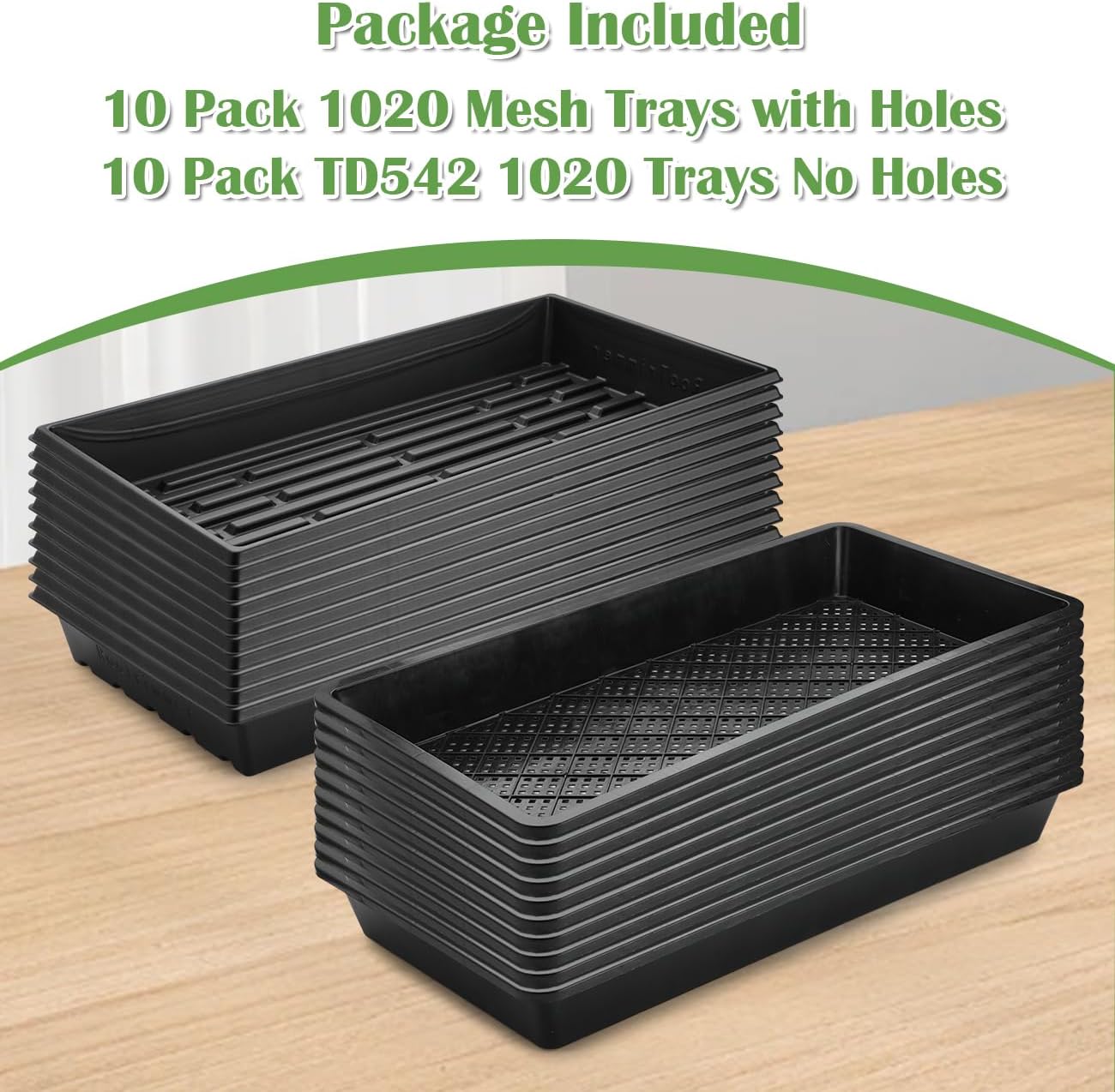 RooTrimmer 10 Pack 1020 Trays and 10 Pack 1020 Mesh Bootom Trays, 20'' x 10'', Heavy Duty Propagation Flats for
