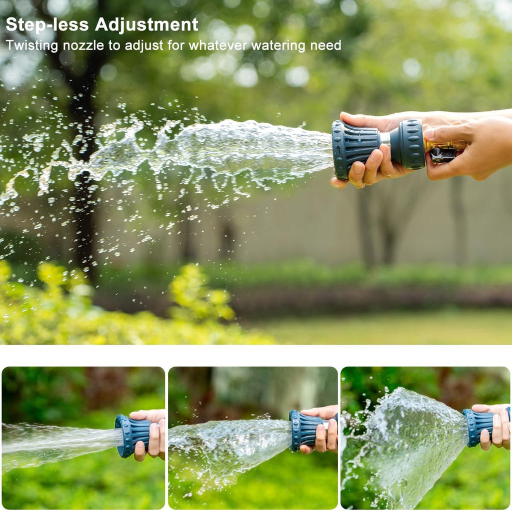 FANHAO Fireman Style Water Hose Nozzle, High Pressure Adjustable Sprayer | Rustproof Metal, Step-less Spray Adjust