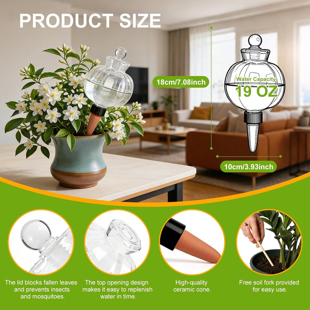 18 Oz Large Plant Watering Globes & Self Watering Bulbs, Water Globes & Bulbs for Indoor Outdoor Plants, Plant Globes