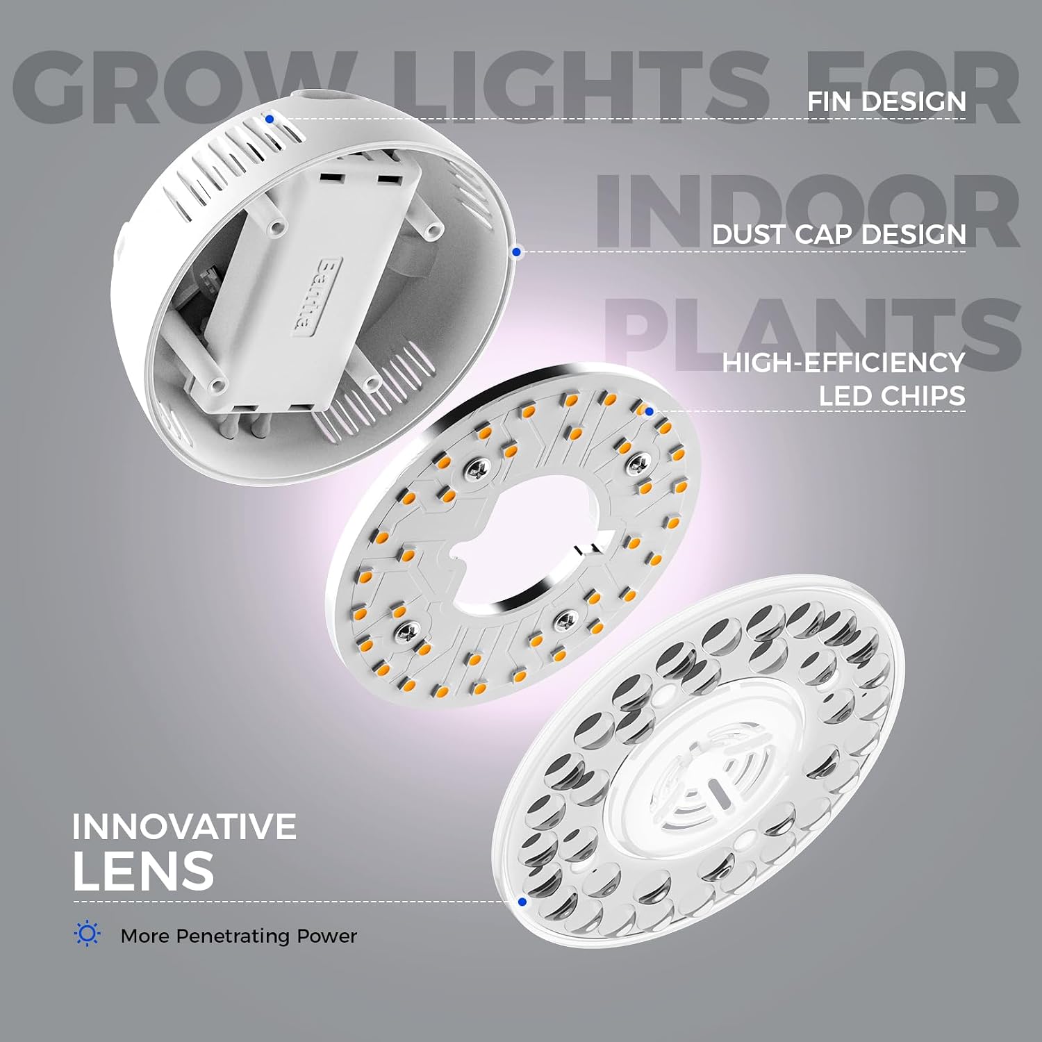 Barrina OG09 Grow Light, 18W(2 x 9W), Pinkish White, Timer, 2 Packs | Full Spectrum Plant Light for Indoor Plants