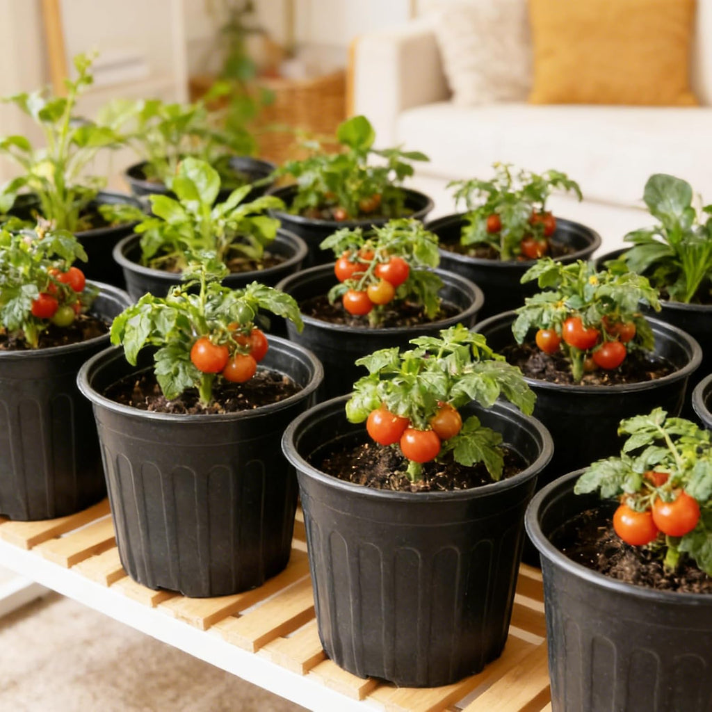 60-Pack 2 Gallon Flexible Plastic Plant Pots with 50Pcs Plant Labels,Thickened Soft Seed Starting Container for Indoor
