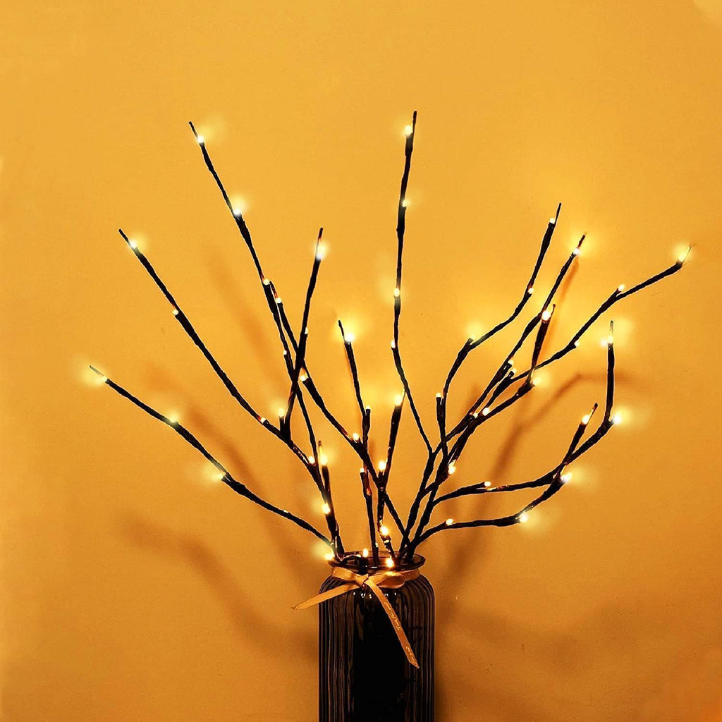 MENCH 3 Pcs*2 Twig Lights, Portable Battery Holder & Batteries Included, Lighted Branches for Vase, USB Plug-in Prelit Twigs, 60 Warm White LED Indoor Decor Lights