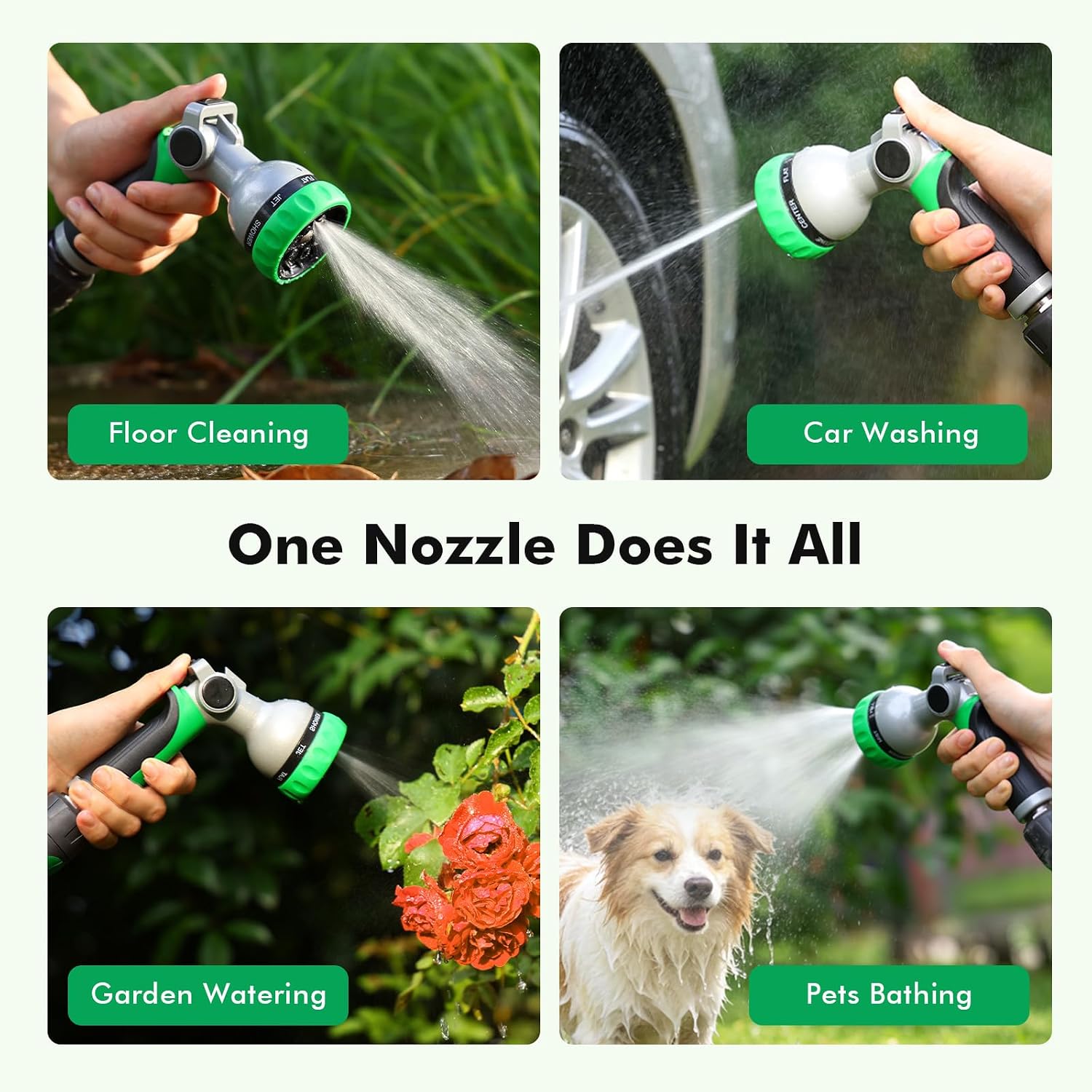 RESTMO Water Hose Nozzle, Metal Garden Sprayer, Medium Duty, Leak-proof | Compact Design, 7 Adjustable Spray Patterns