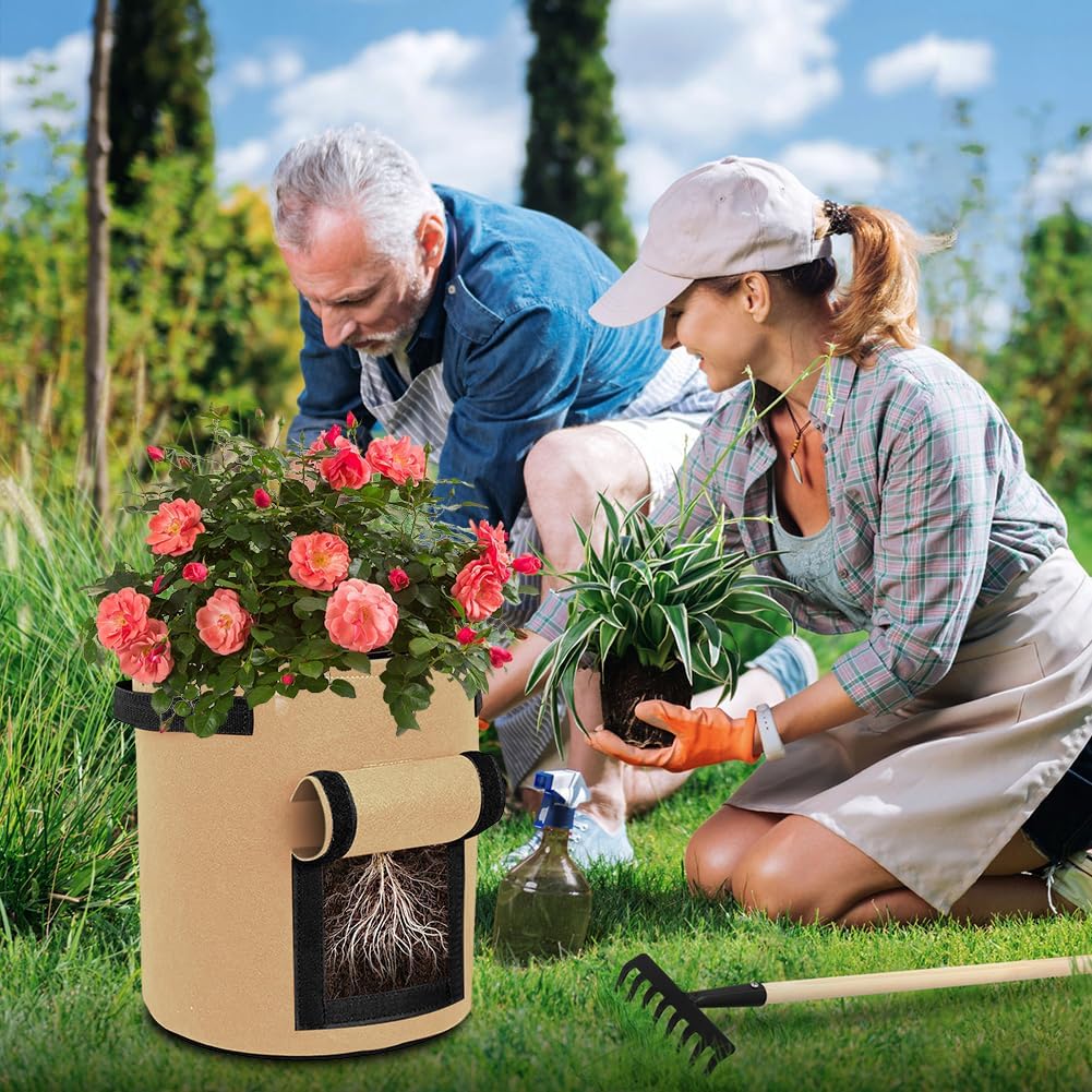 9 Pack 10 Gallon Potato Grow Bags, Colorful Garden Planting Bag | Nonwoven Fabric Growing Bags with Durable Handle and