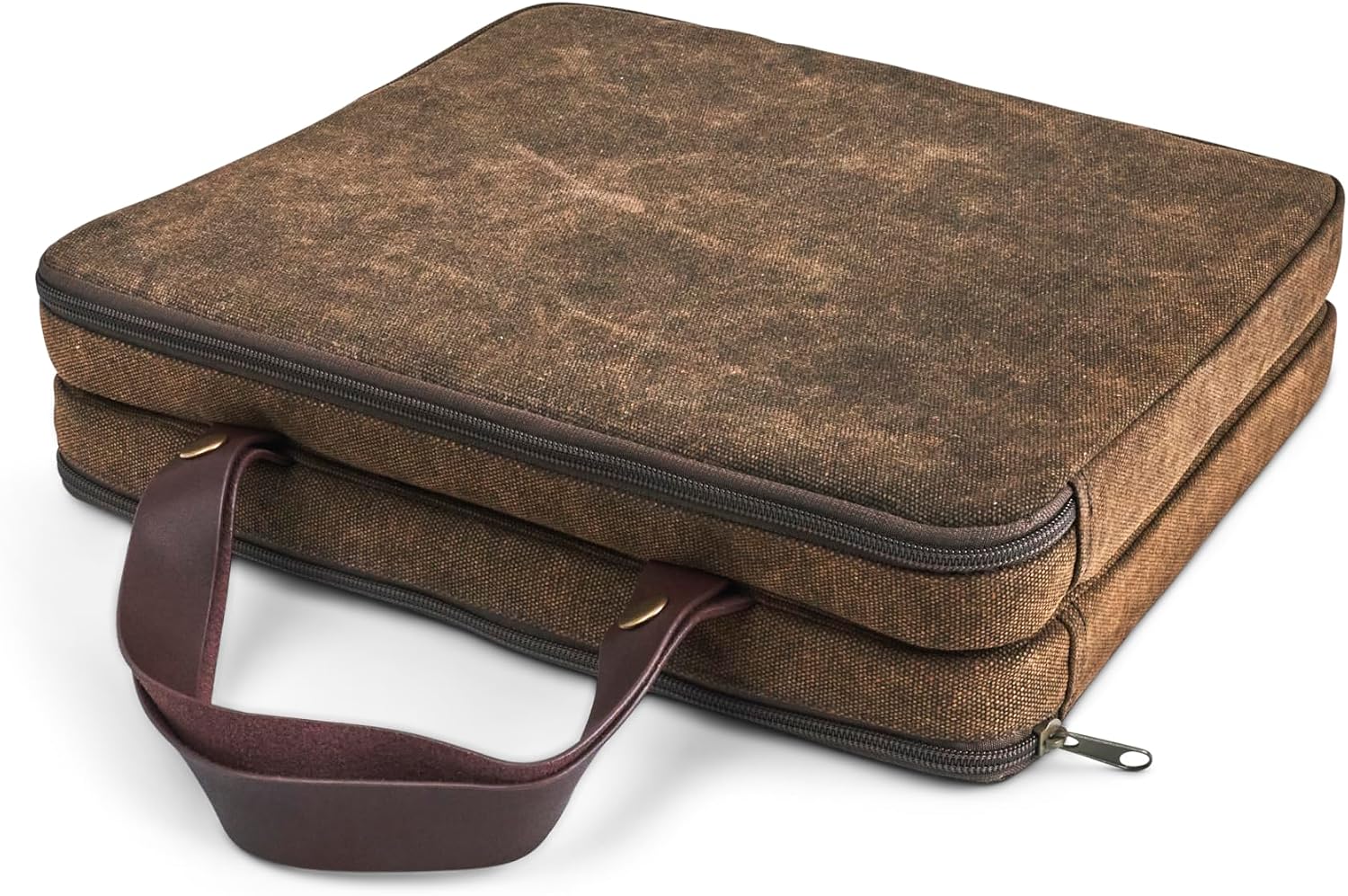 Lawnifi Kneeling Pad for Gardening with Extra Thick Memory Foam, Water Resistant Waxed Canvas and Genuine Leather