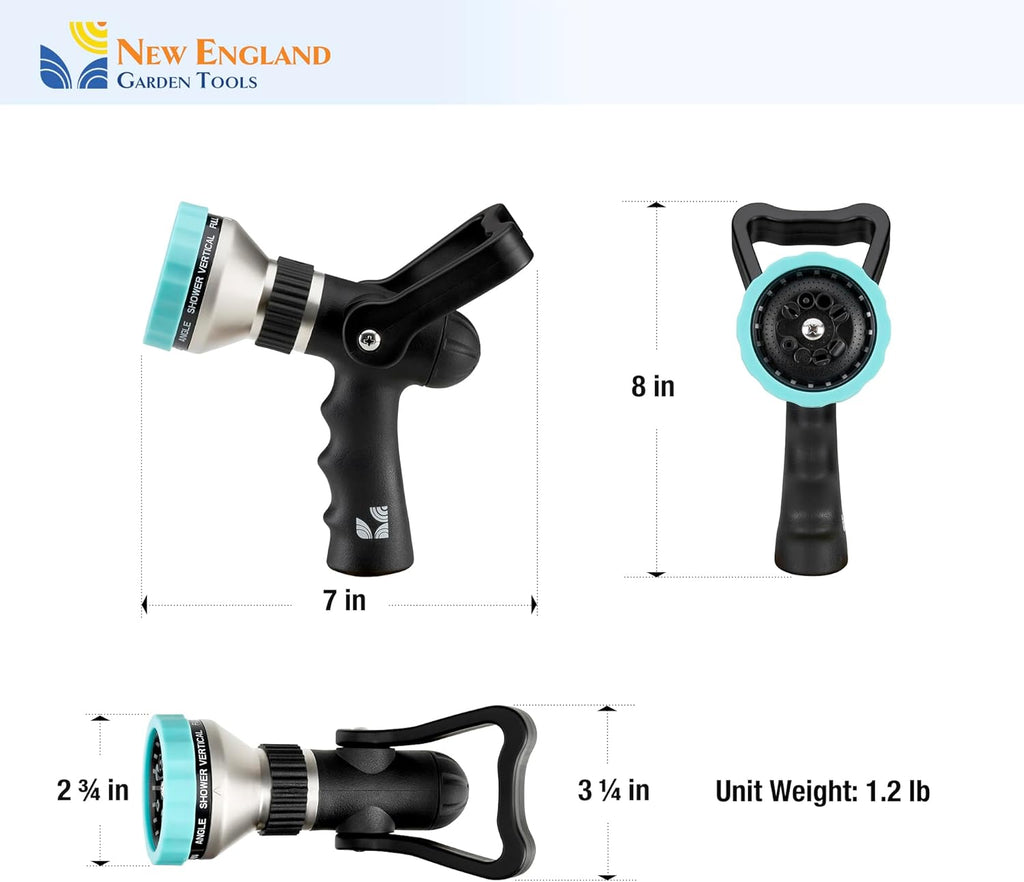 Heavy Duty Metal Fireman’s Hose Nozzle 500003, 10-Pattern Hose Sprayer with Lever Control & Comfort Grip, High Flow