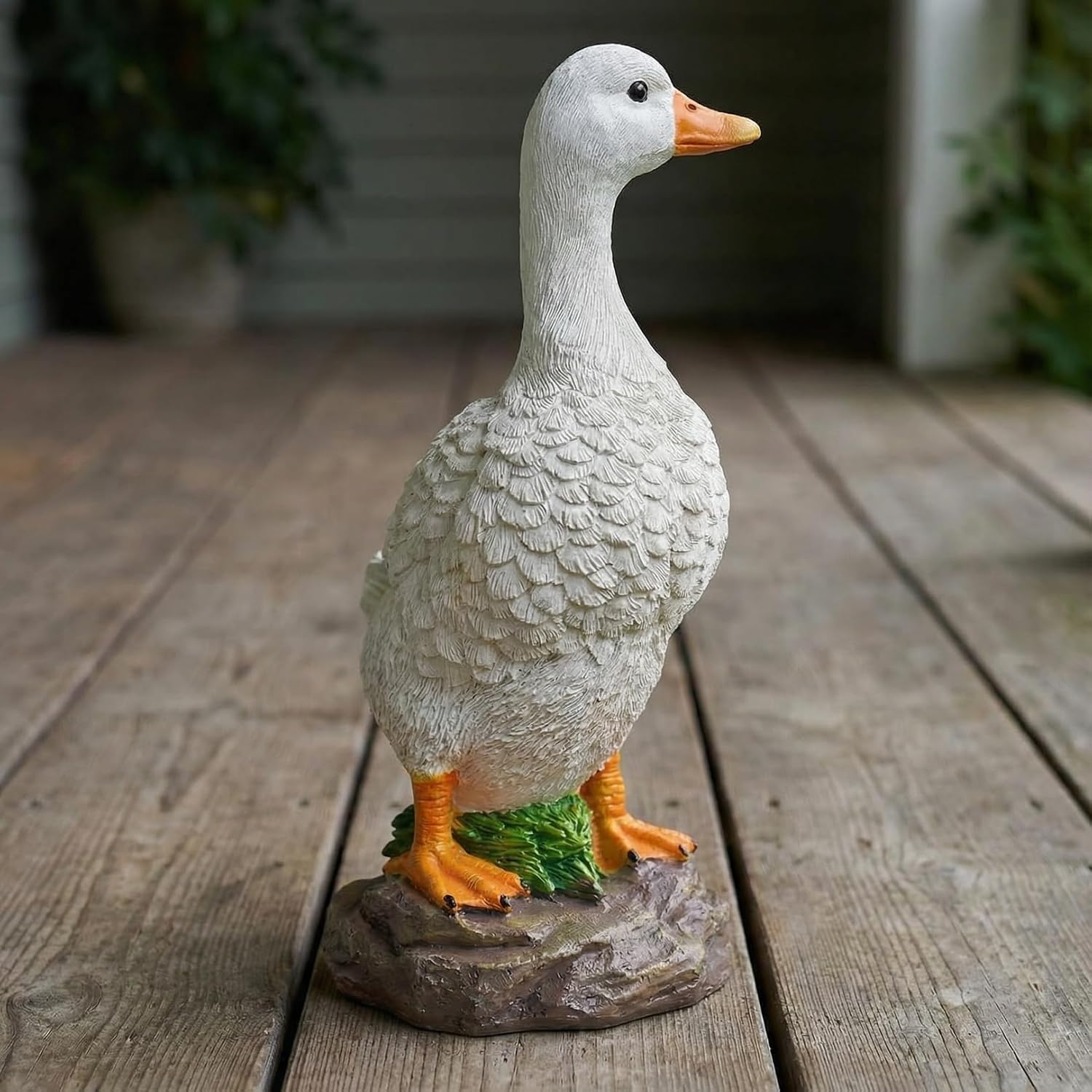 Funny Duck Outdoor Statue, Resin Garden Lawn Yard Decor, Figurine Sculpture Ornament for Porch Patio Flower Bed Home