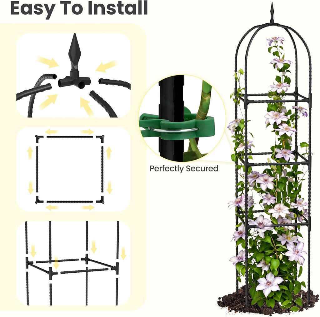 2 Pack 70.87" Garden Obelisk Trellis for Climbing Plants, Pyramid Design for Roses, Clematis, Jasmine, and Vegetable