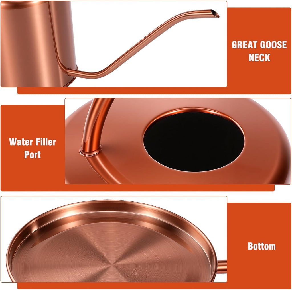 Plant Watering Can, 50 oz / 1500 ml Stainless Steel Metal - Modern Decorative with Long Spout for Indoor Potted Plants