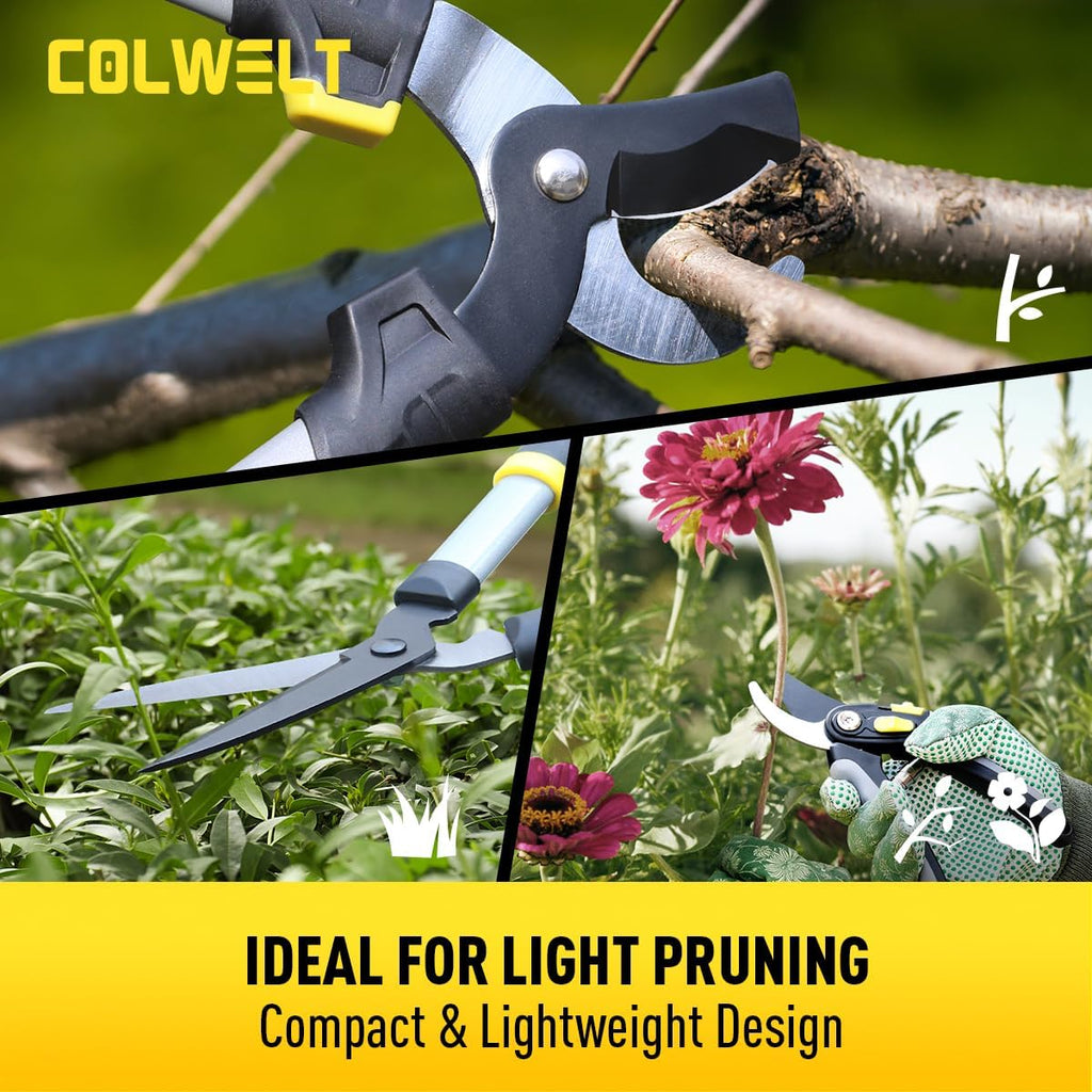 Colwelt Loppers Hedge Clippers Garden Shears 3Pcs, 17’’ Gardening Scissors | Compact 17in Garden Pruning Shears Set