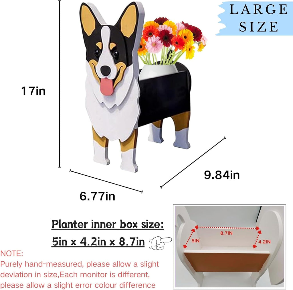 Welsh Corgi Dog Planter Pots, Animal Shaped Flower Pot | Large Cute Plant Gift for Women and Pet Lovers, Indoor Outdoor