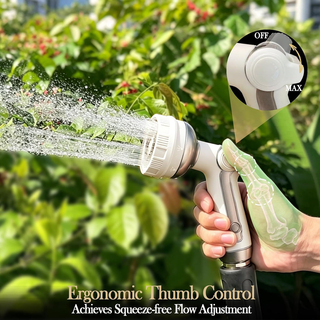 Garden Hose Nozzle Heavy Duty Metal Water Hose Sprayer | Heavy Duty Metal Spray Nozzle With Thumb Control.