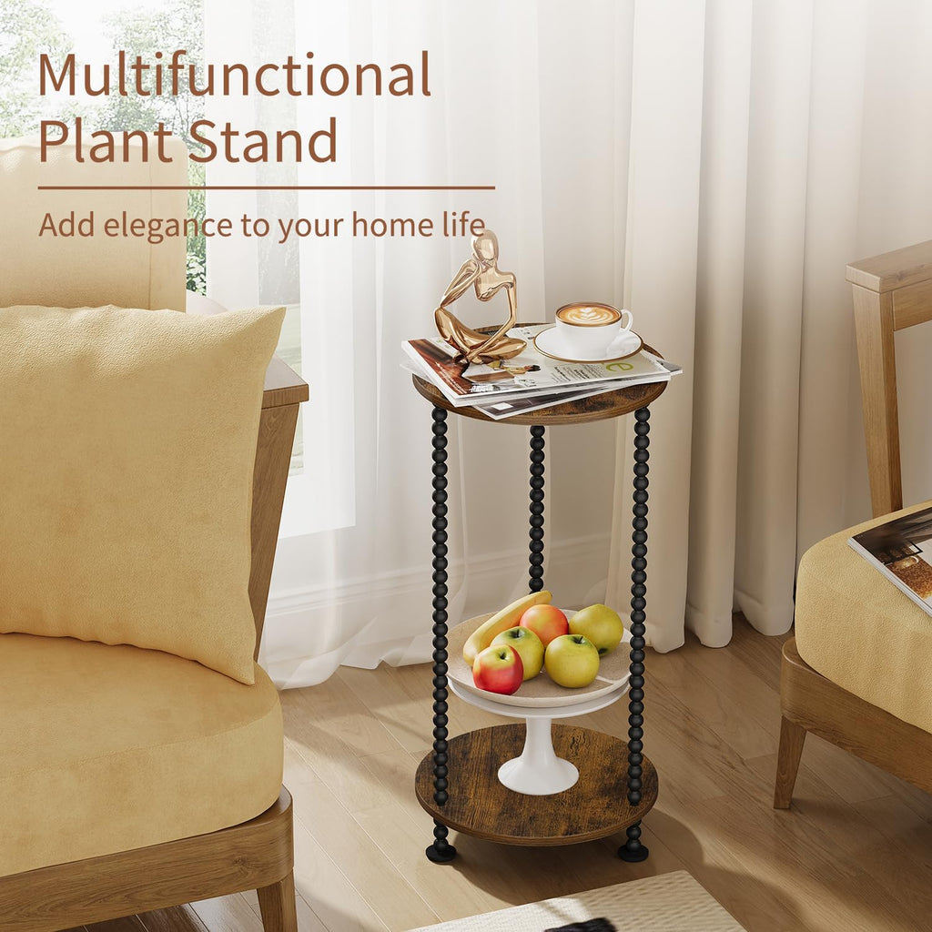 YINMIT Plant Stand Indoor, 2 Tier Small Plant Stand, Plant Stands with Metal Spindle Poles, Corner Flower Pot Stand