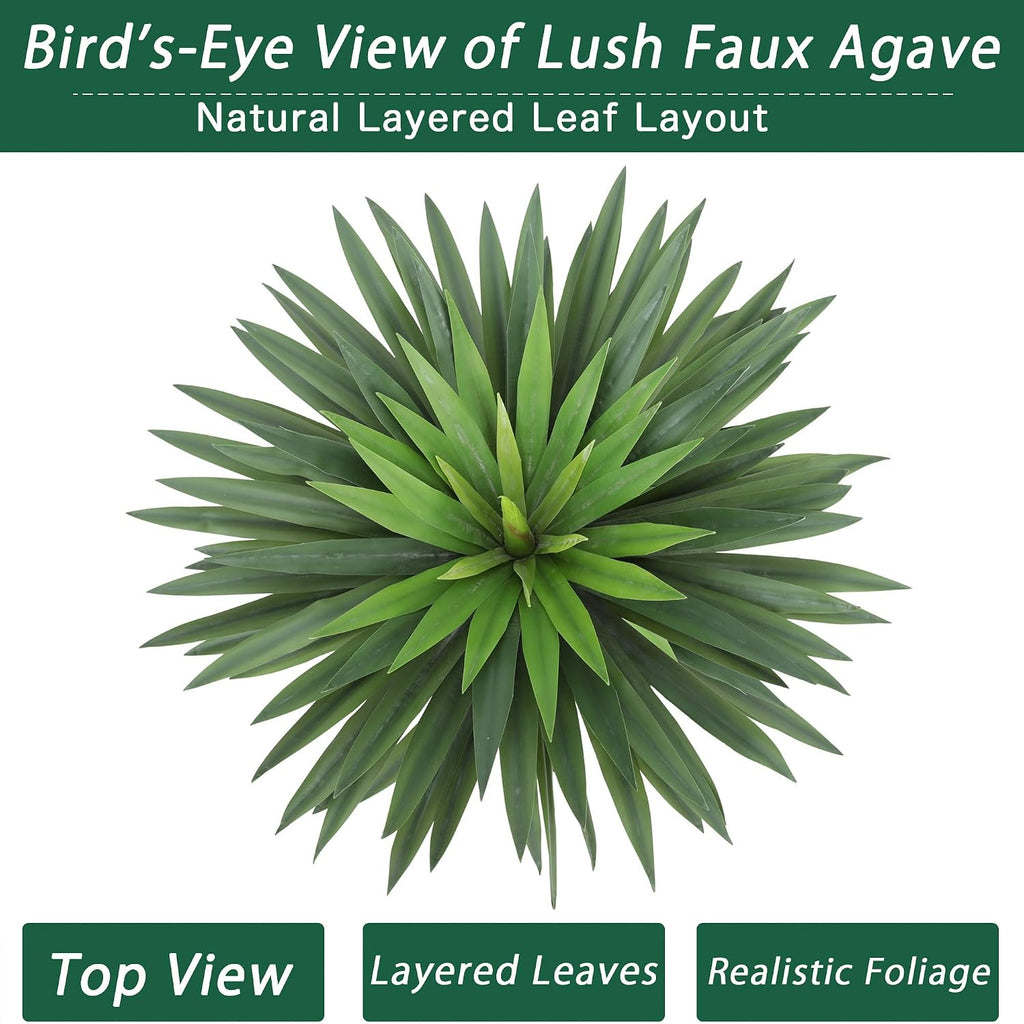 Artificial Agave Plant 30 Inches Wide Large Faux Agave Plant with 126 Realistic Leaves in Pot Fake Greenery Plants for