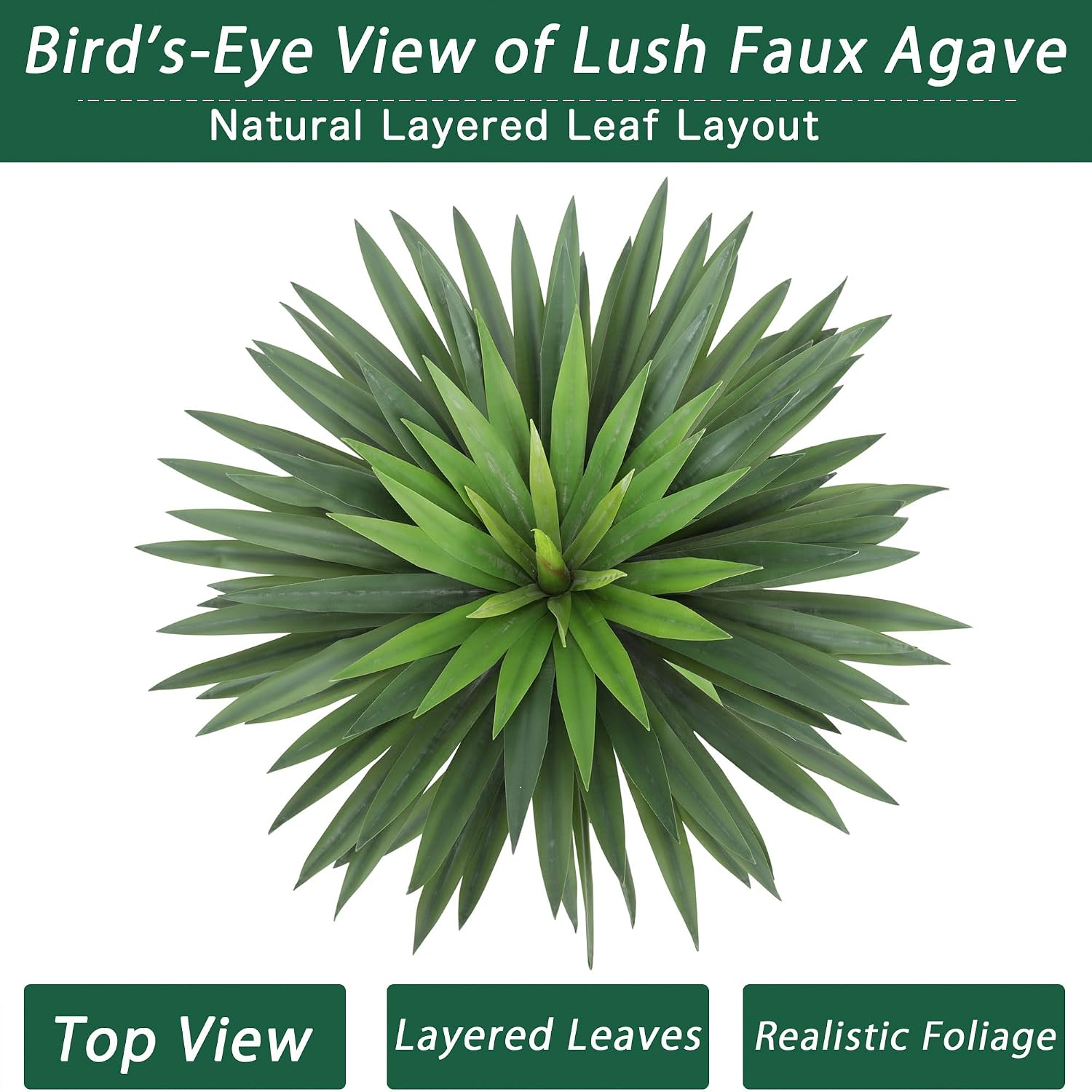 Artificial Agave Plant 30 Inches Wide Large Faux Agave Plant with 126 Realistic Leaves in Pot Fake Greenery Plants for