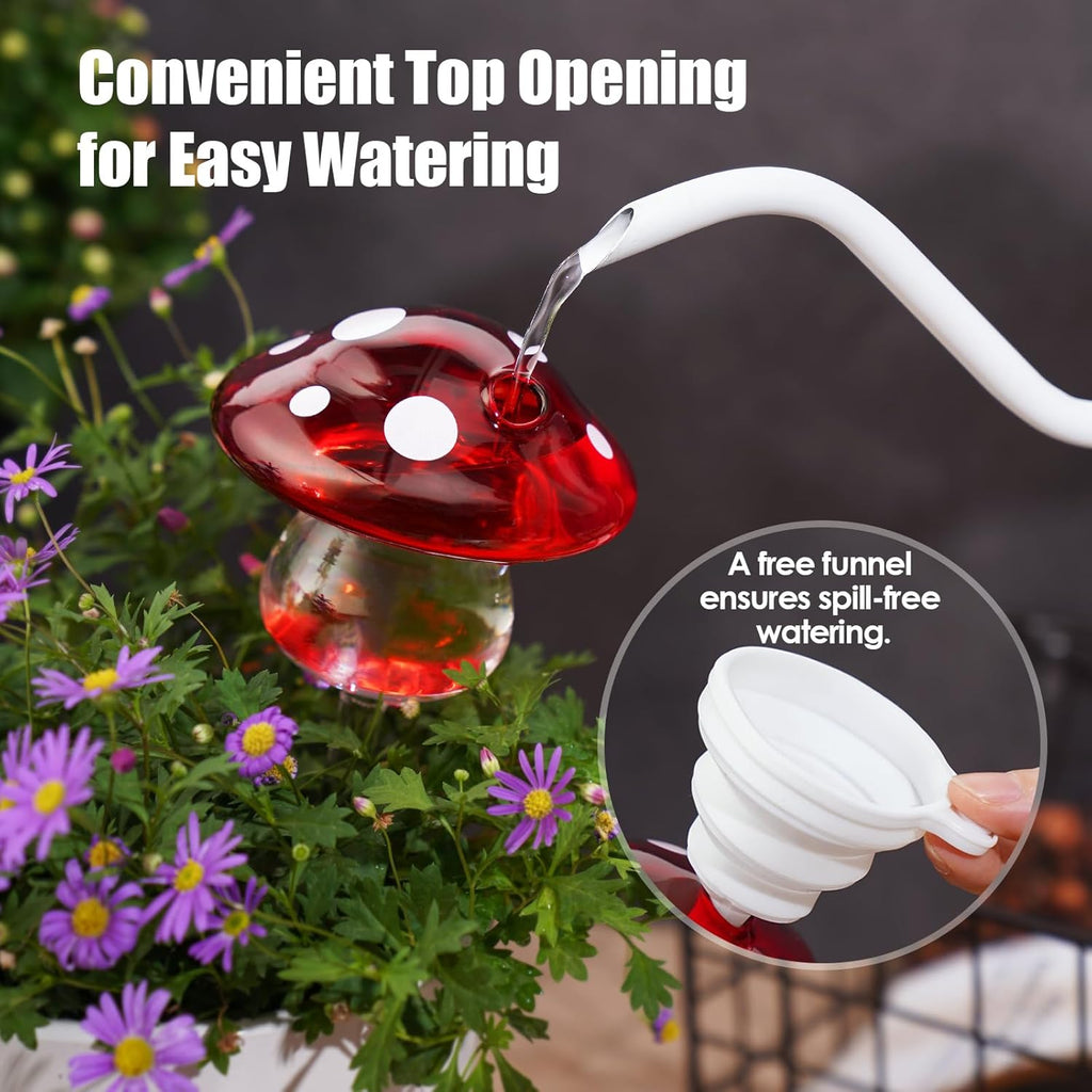 NiHome Self Watering Globes Mushroom Glass Bulbs Set of 3, Indoor Outdoor | Hand-Blown, Vibrant Colorful Irrigation