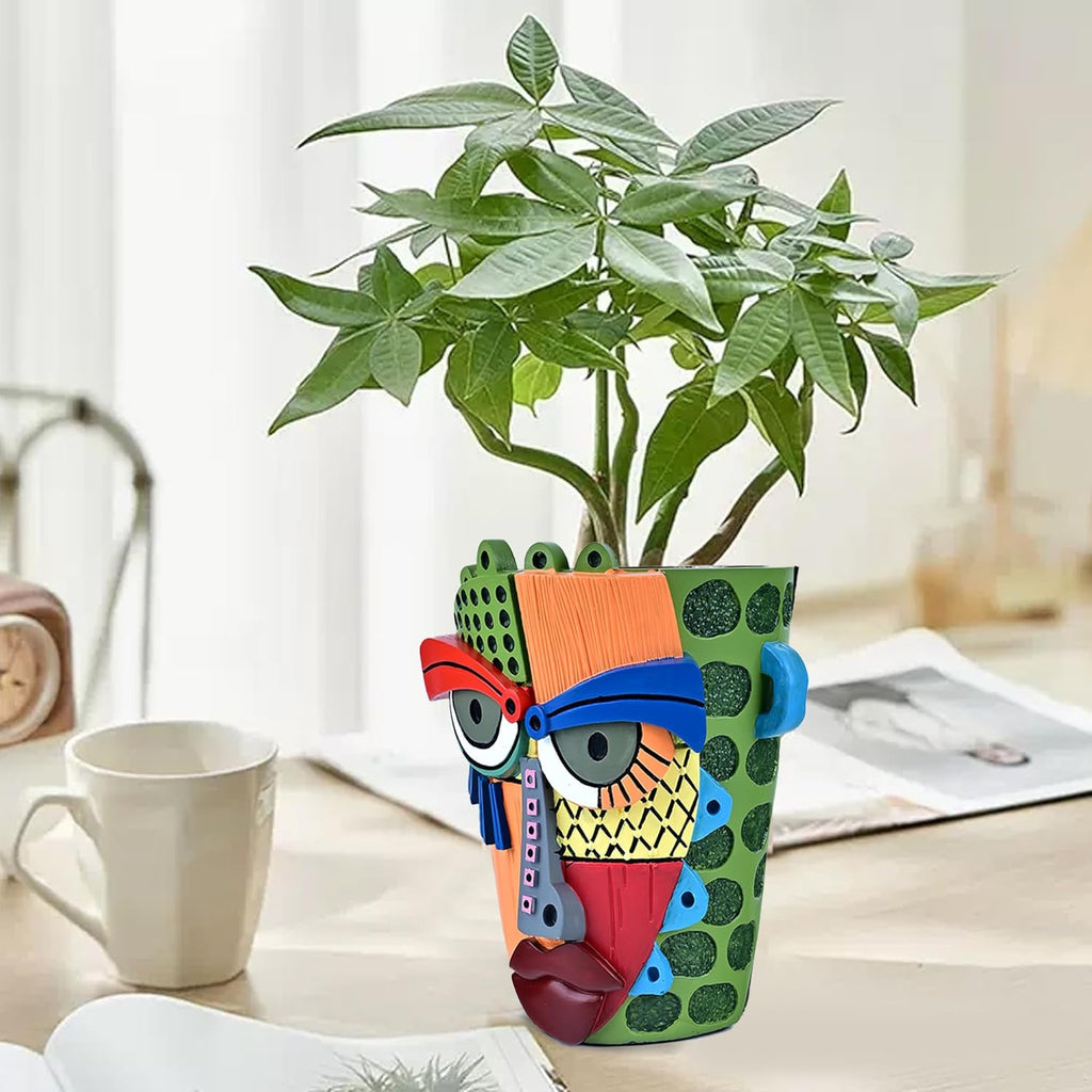 Midogaigai Abstract Face Planter Pots for Indoor Plants & Flowers Deco Gift | Funny Planter,Colorful Resin Flower Pots
